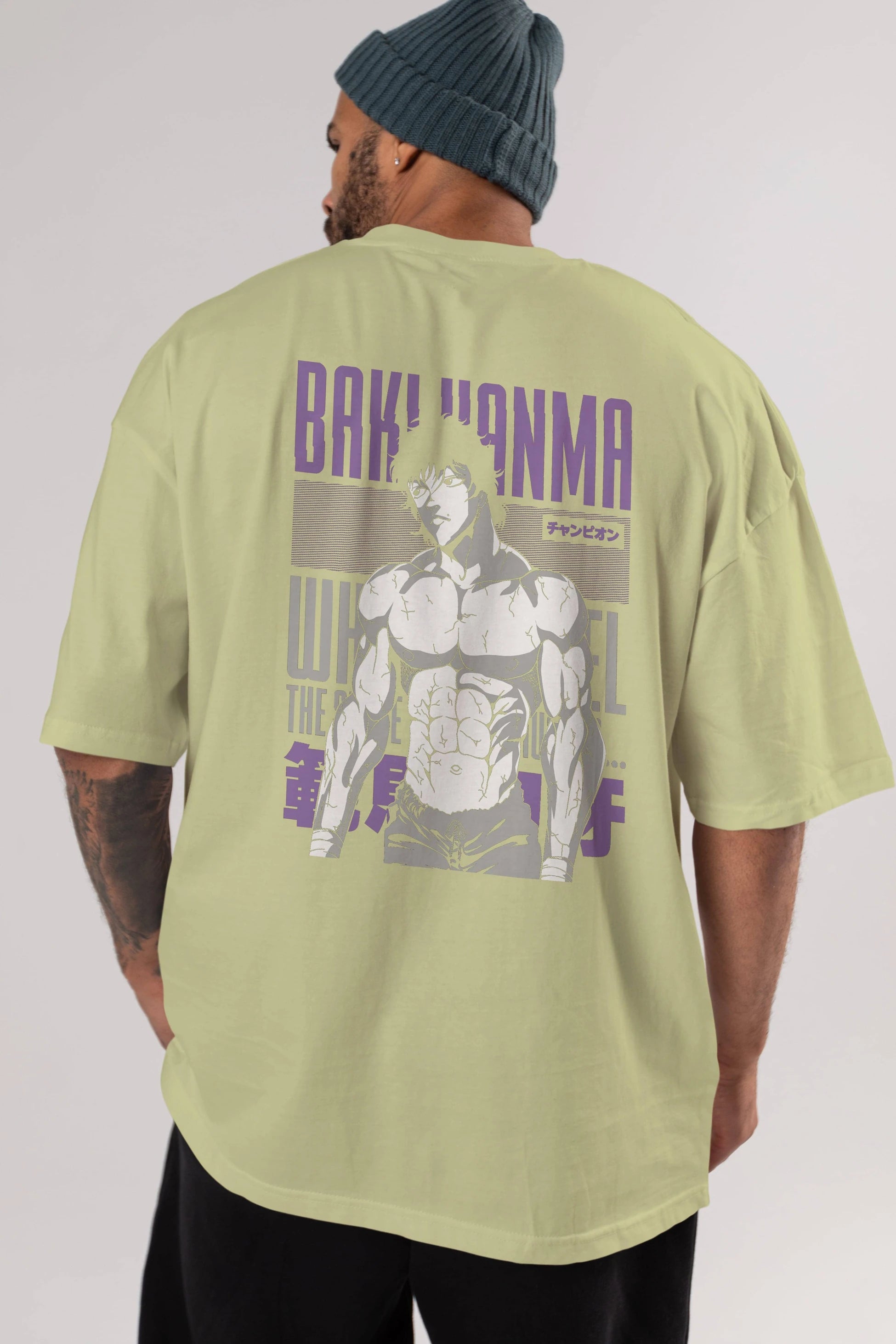BAKI HANMA (2) Anime Arka Baskılı Oversize t-shirt Erkek Kadın Unisex