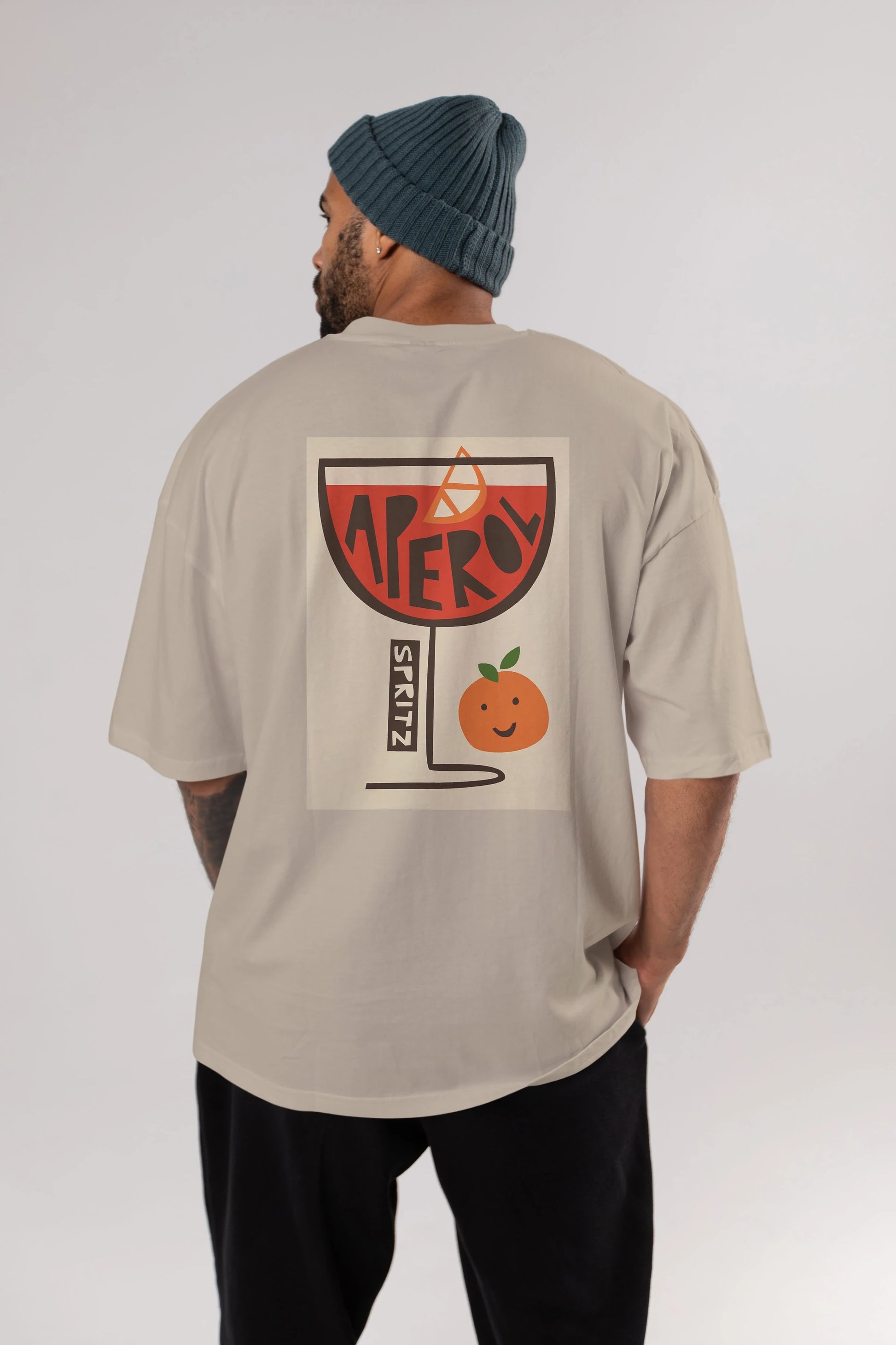 Aperol Spritz 9 Arka Baskılı Oversize t-shirt Erkek Kadın Unisex %100 Pamuk Bisiklet Yaka tişort