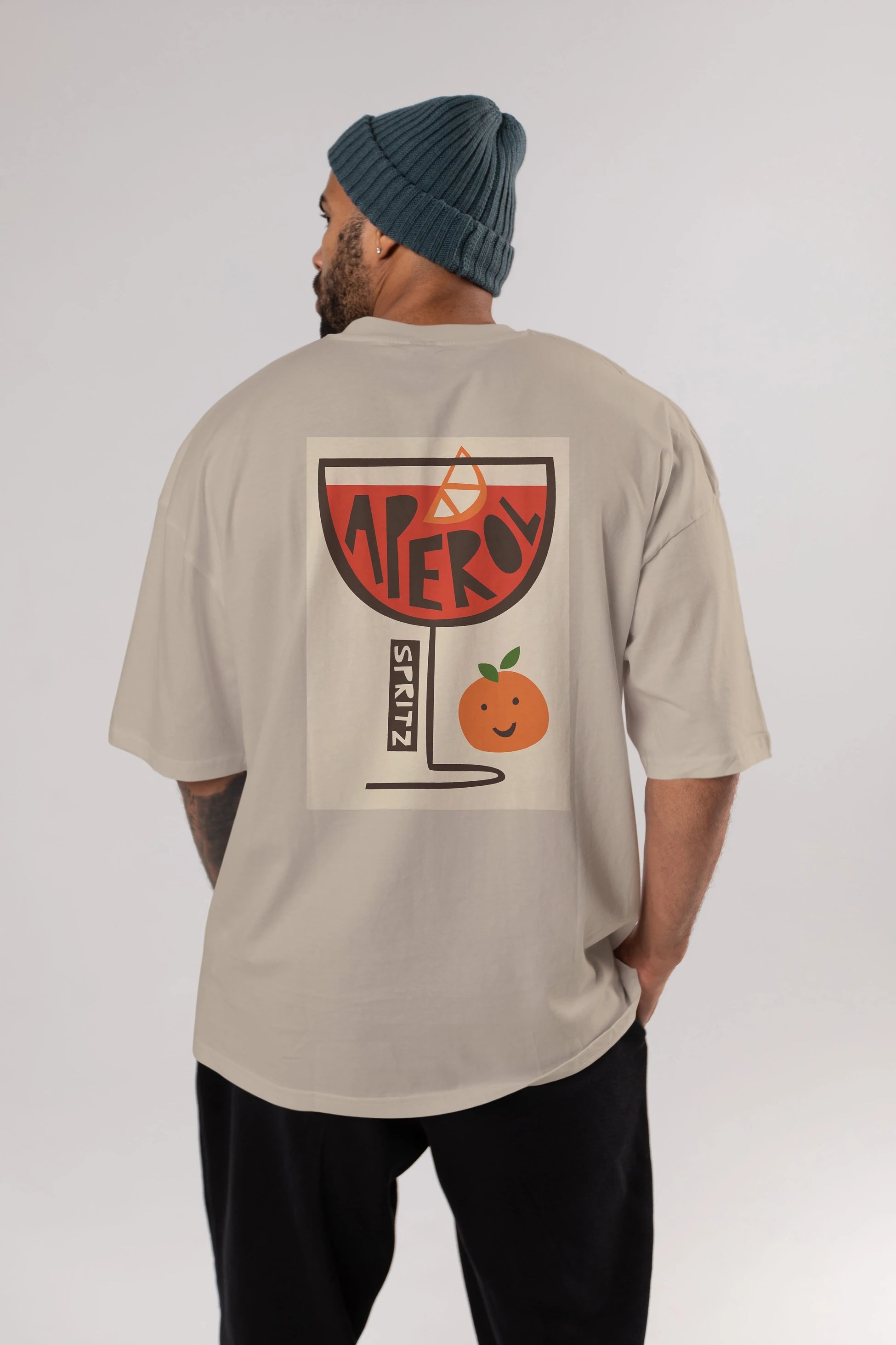 Aperol Spritz 9 Arka Baskılı Oversize t-shirt Erkek Kadın Unisex %100 Pamuk Bisiklet Yaka tişort