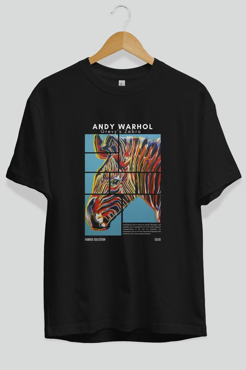 Andy Warhol ön Baskılı Oversize t-shirt Erkek Kadın Bisiklet Yaka Pamuk tişort
