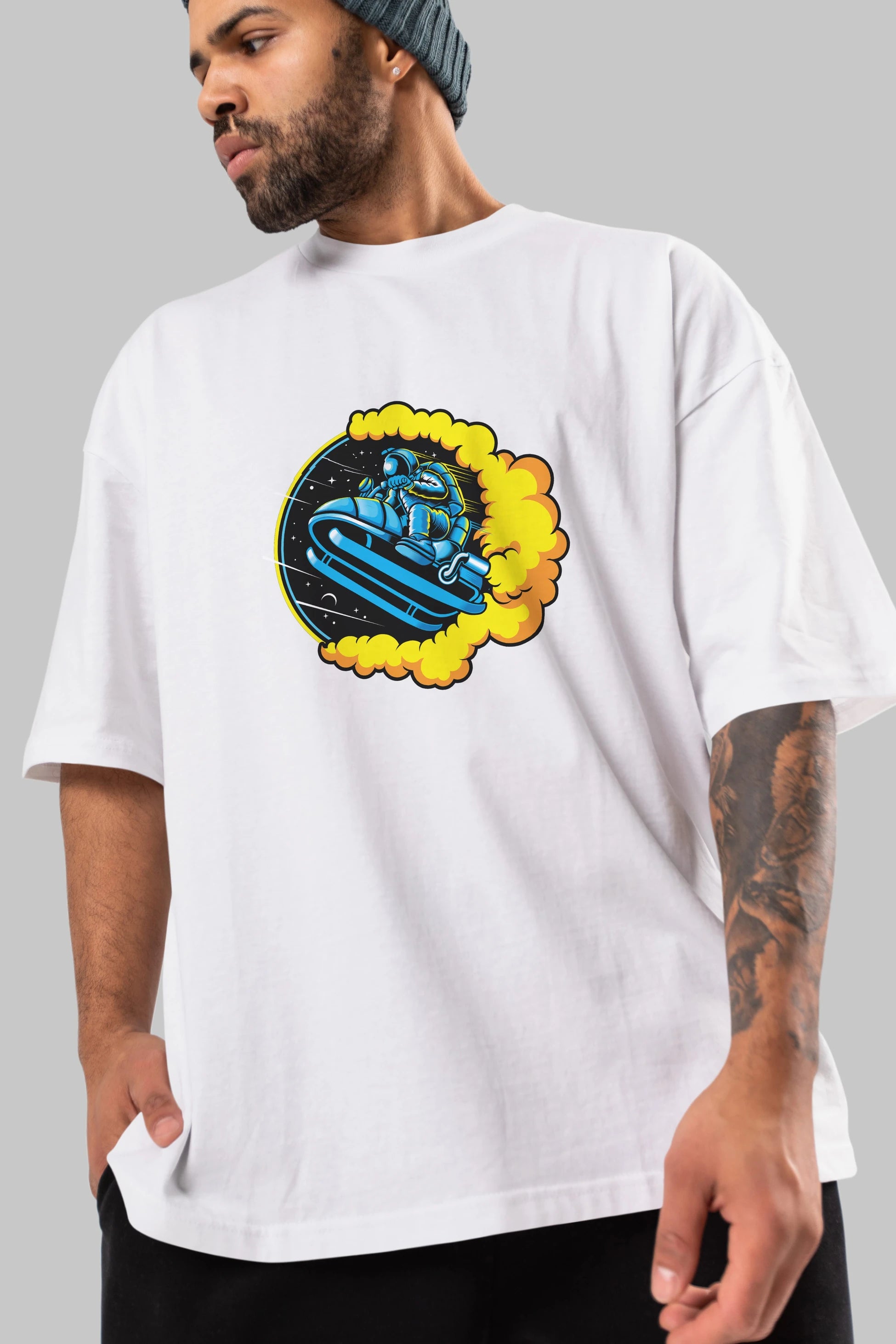 Astrojump with Snowmobile Ön Baskılı Oversize t-shirt Erkek Kadın Unisex