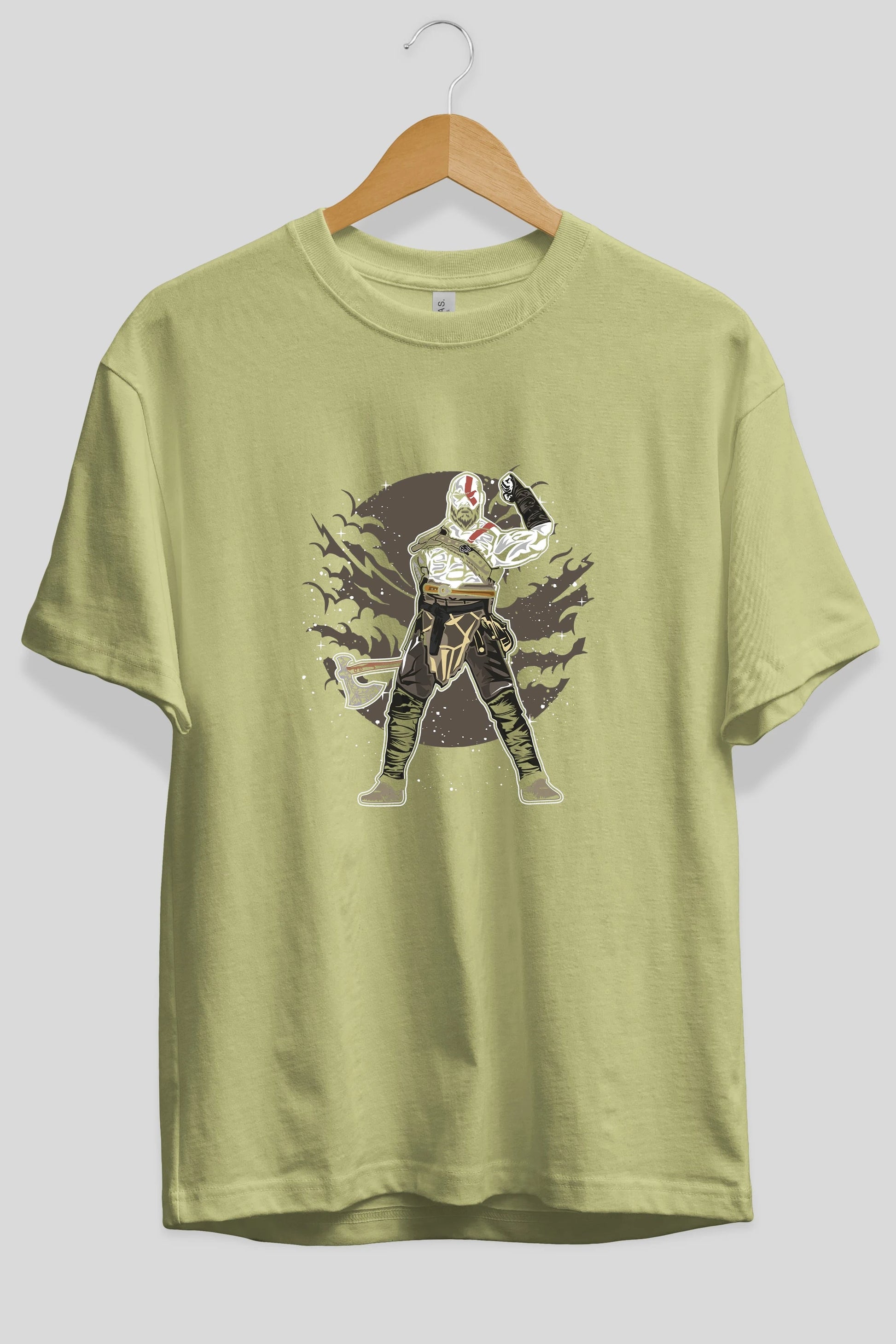 GOD OF WAR Ön Baskılı Oversize t-shirt Erkek Kadın Unisex %100 Pamuk tişort