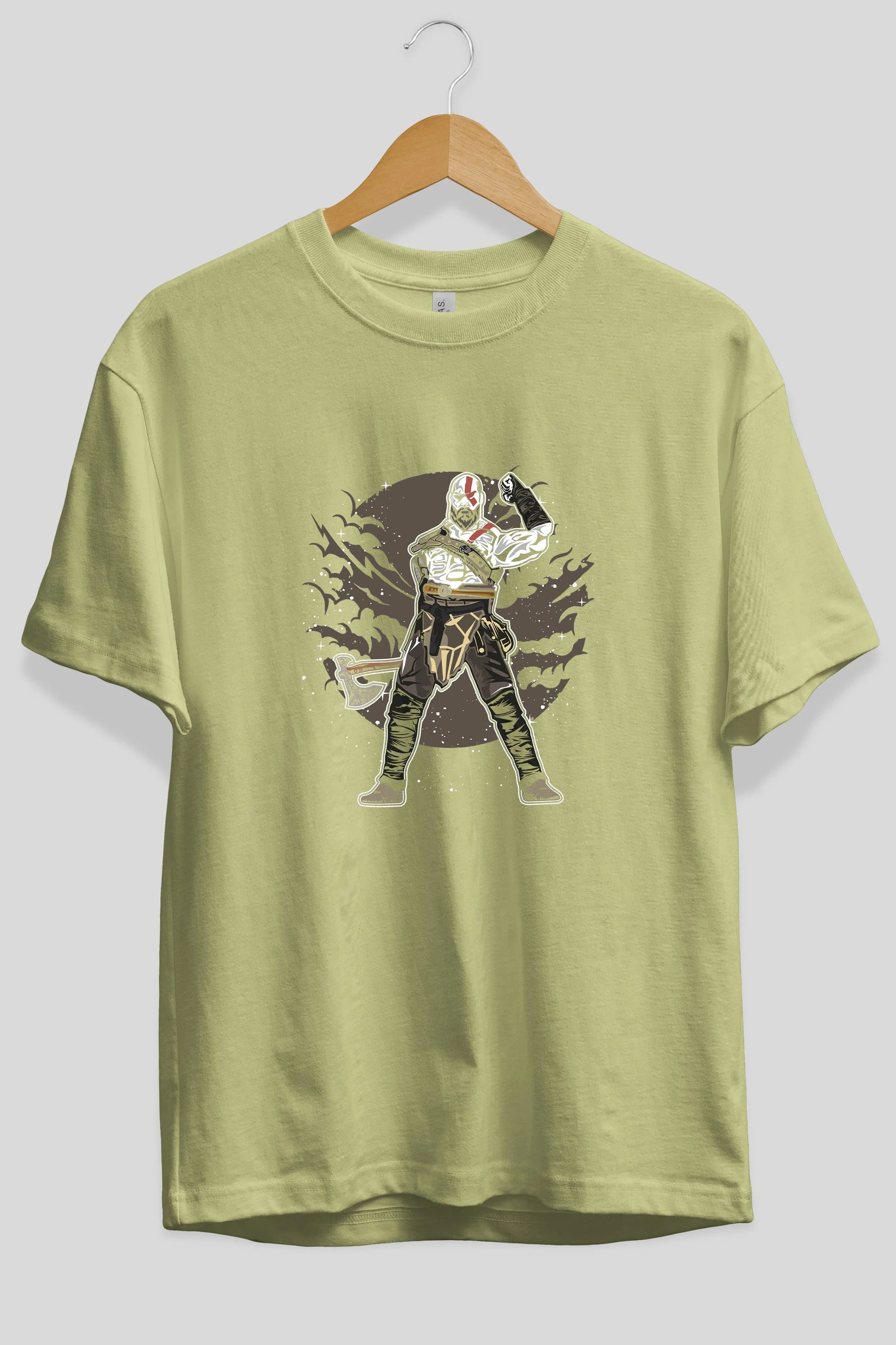 GOD OF WAR Ön Baskılı Oversize t-shirt Erkek Kadın Unisex %100 Pamuk tişort