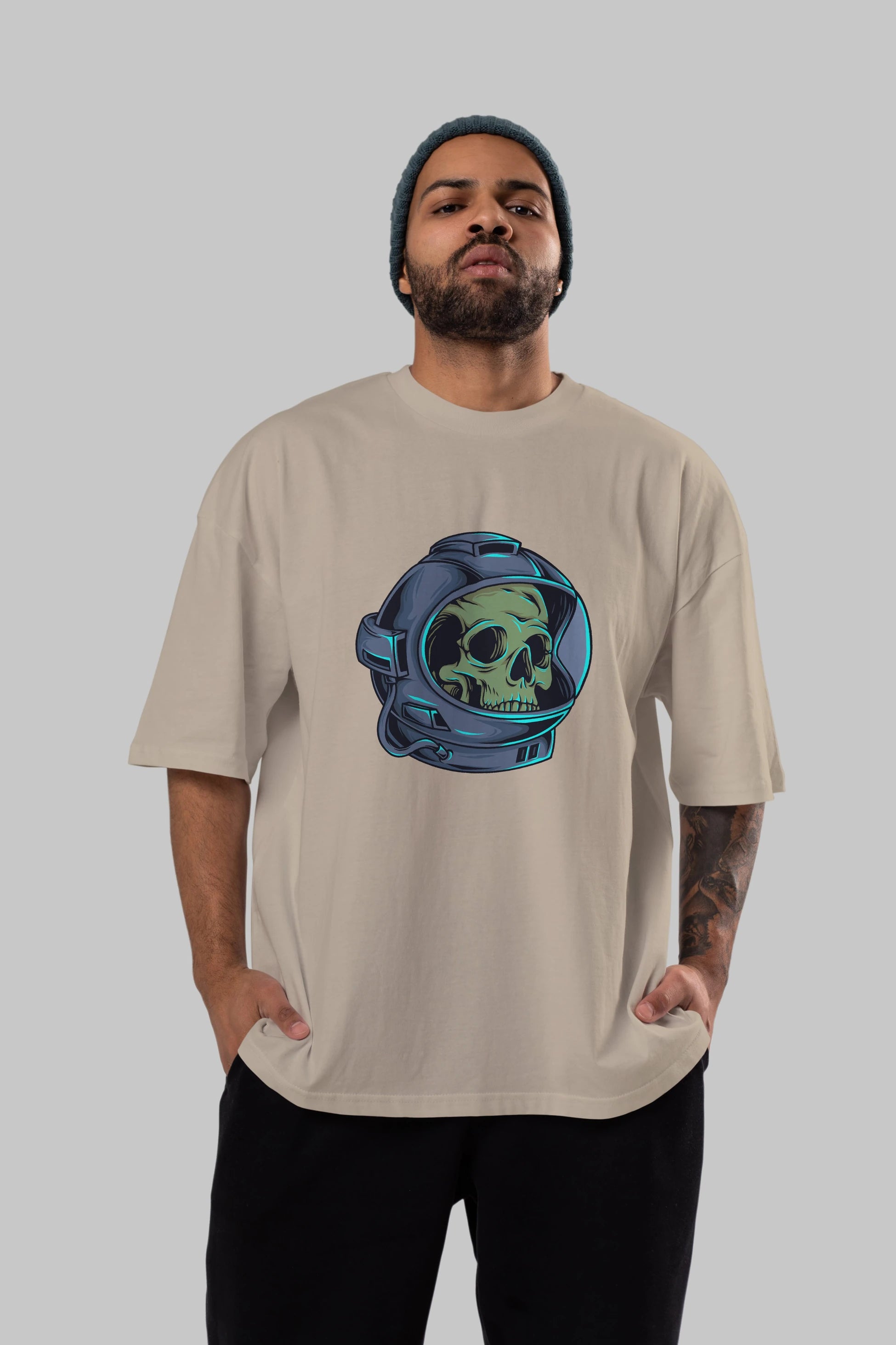 Astroskull Ön Baskılı Oversize t-shirt Erkek Kadın Unisex