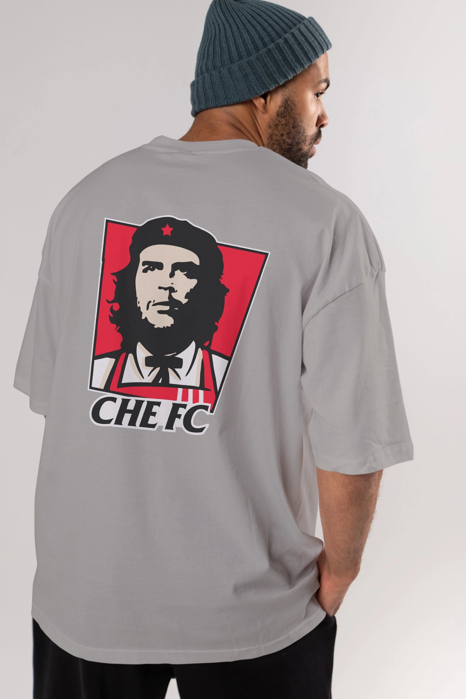 Che FC Arka Baskılı Oversize t-shirt Erkek Kadın Unisex %100 Pamuk Bisiklet Yaka tişort