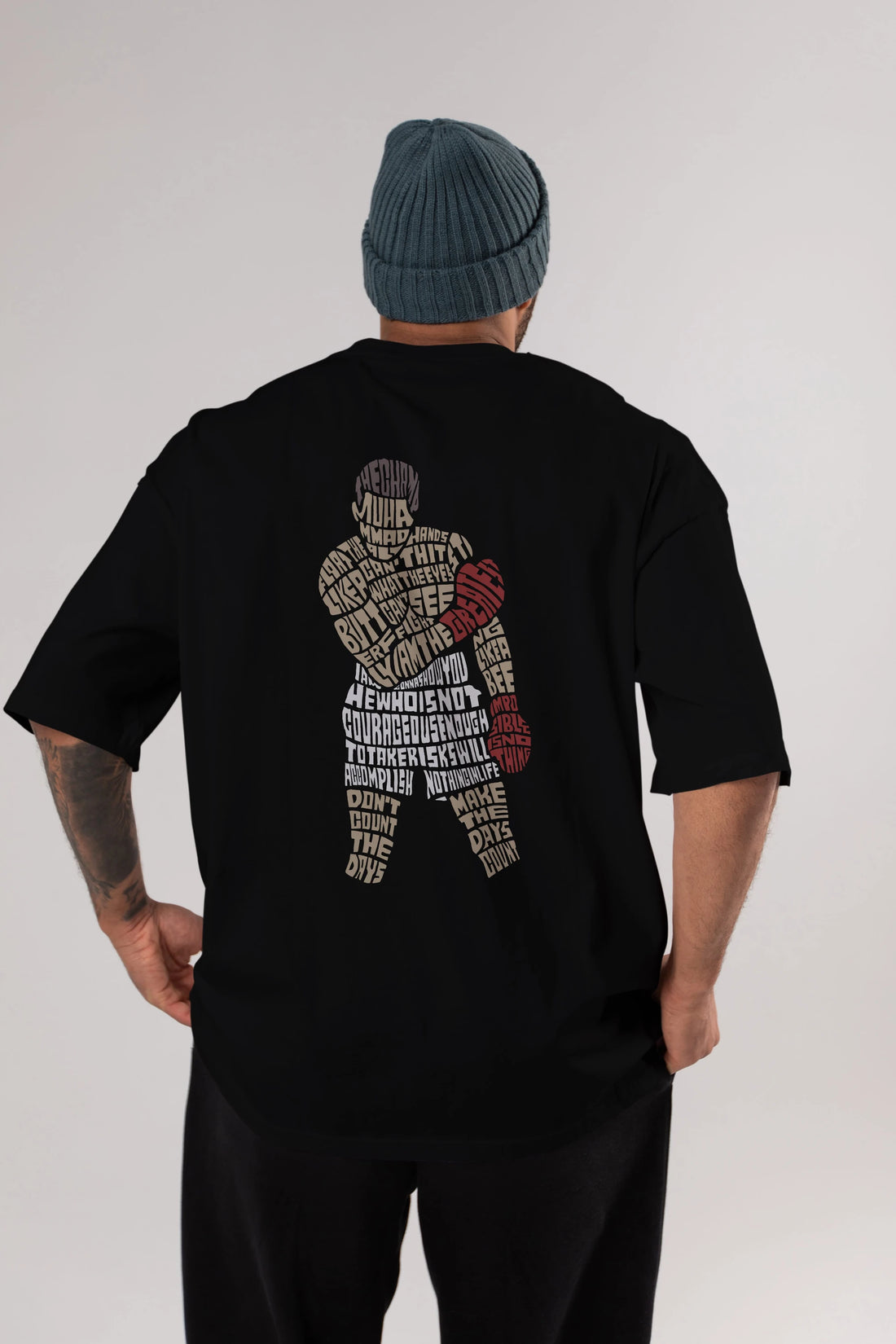The Champ Muhammad Ali Arka Baskılı Oversize t-shirt %100 pamuk Erkek Kadın Unisex