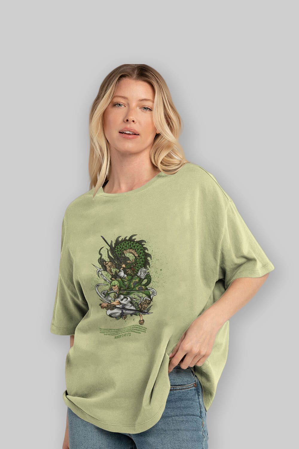 Zoro Anime Ön Baskılı Oversize t-shirt %100 pamuk Erkek Kadın Unisex