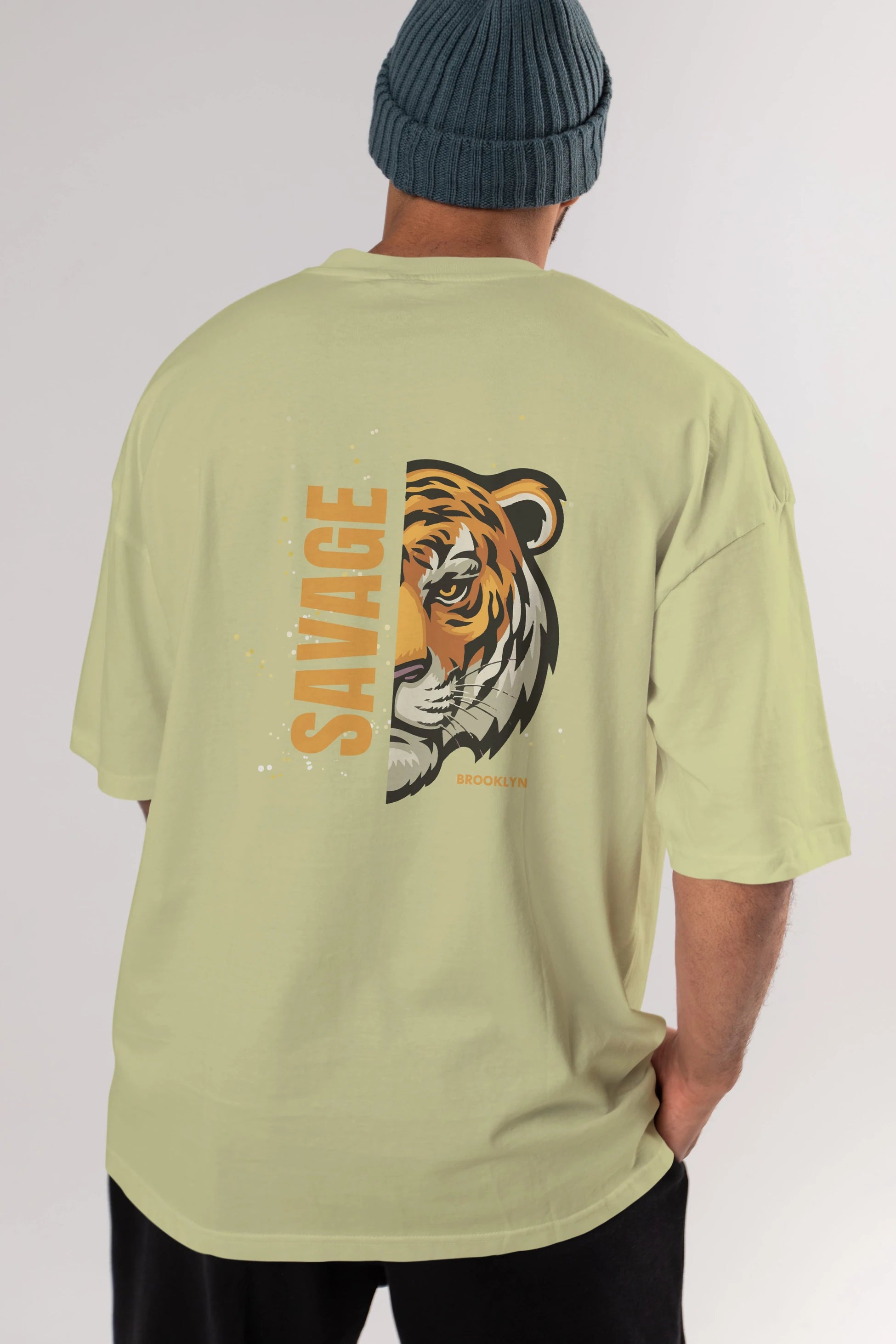 Savage Brooklyn Yazılı Arka Baskılı Oversize t-shirt Erkek Kadın Unisex