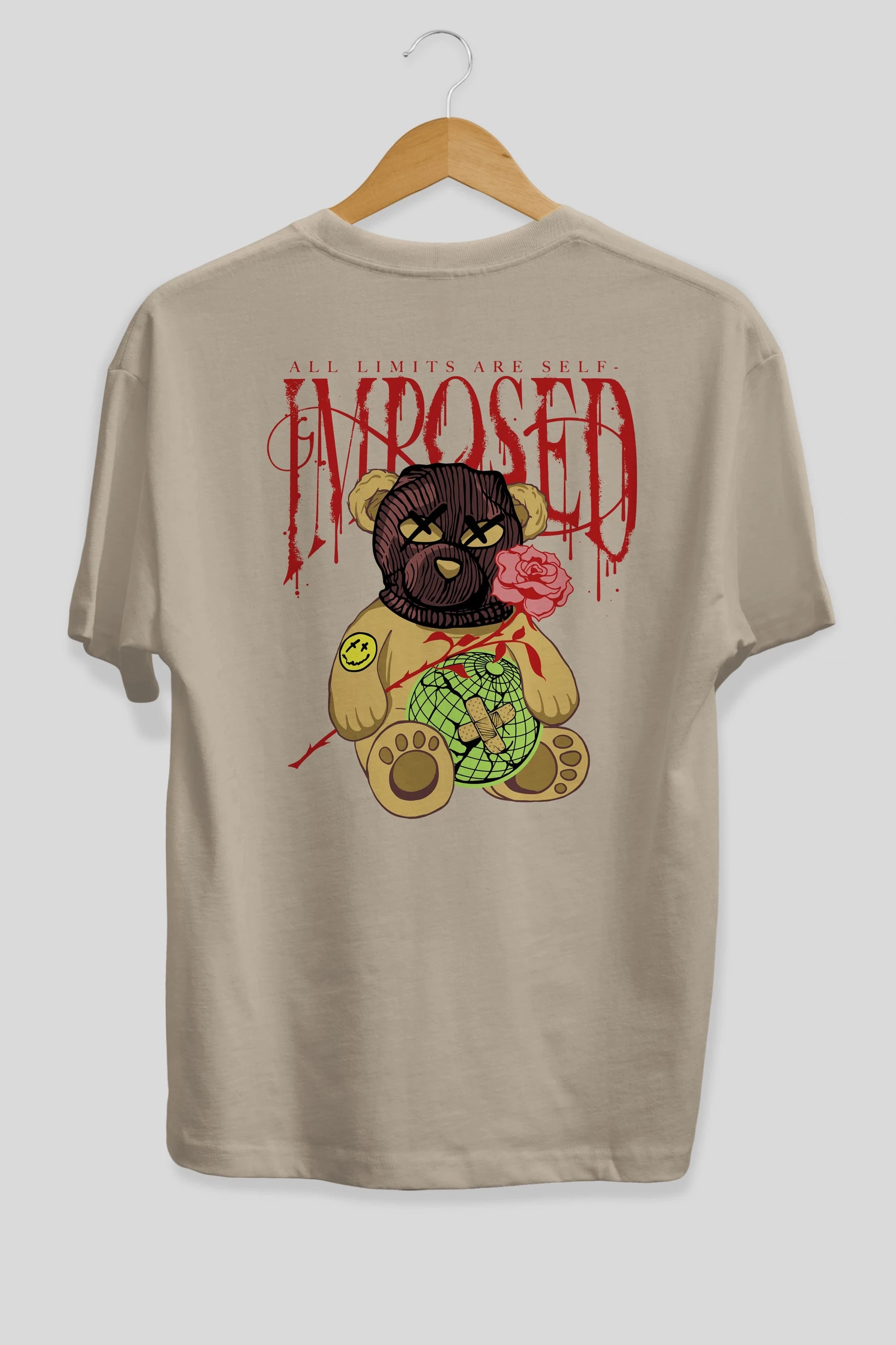 All Limits Bear Arka Baskılı Oversize t-shirt Erkek Kadın Unisex