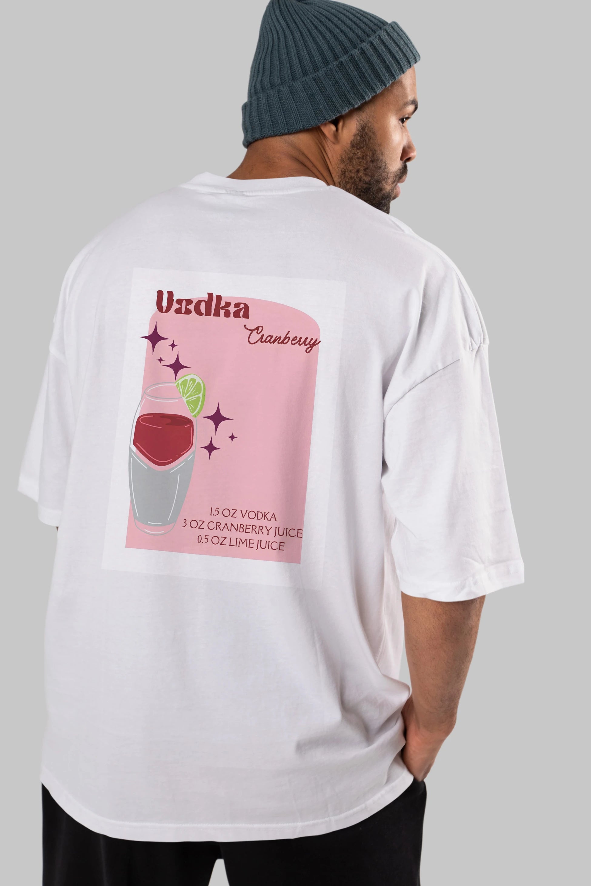 Vodka Cranberry 2 Arka Baskılı Oversize t-shirt Erkek Kadın Unisex %100 Pamuk Bisiklet Yaka tişort