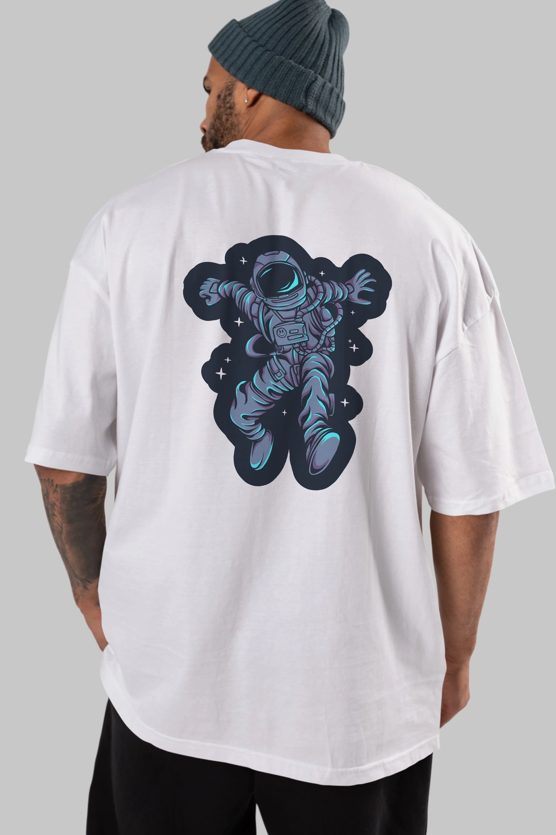 Astrostars sticker Arka Baskılı Oversize t-shirt Erkek Kadın Unisex