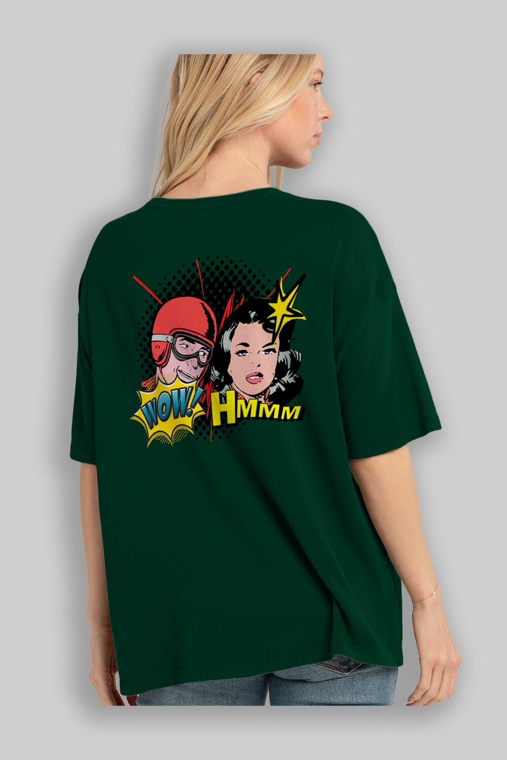 Comic Wow Yazılı Arka Baskılı Oversize t-shirt Erkek Kadın Unisex