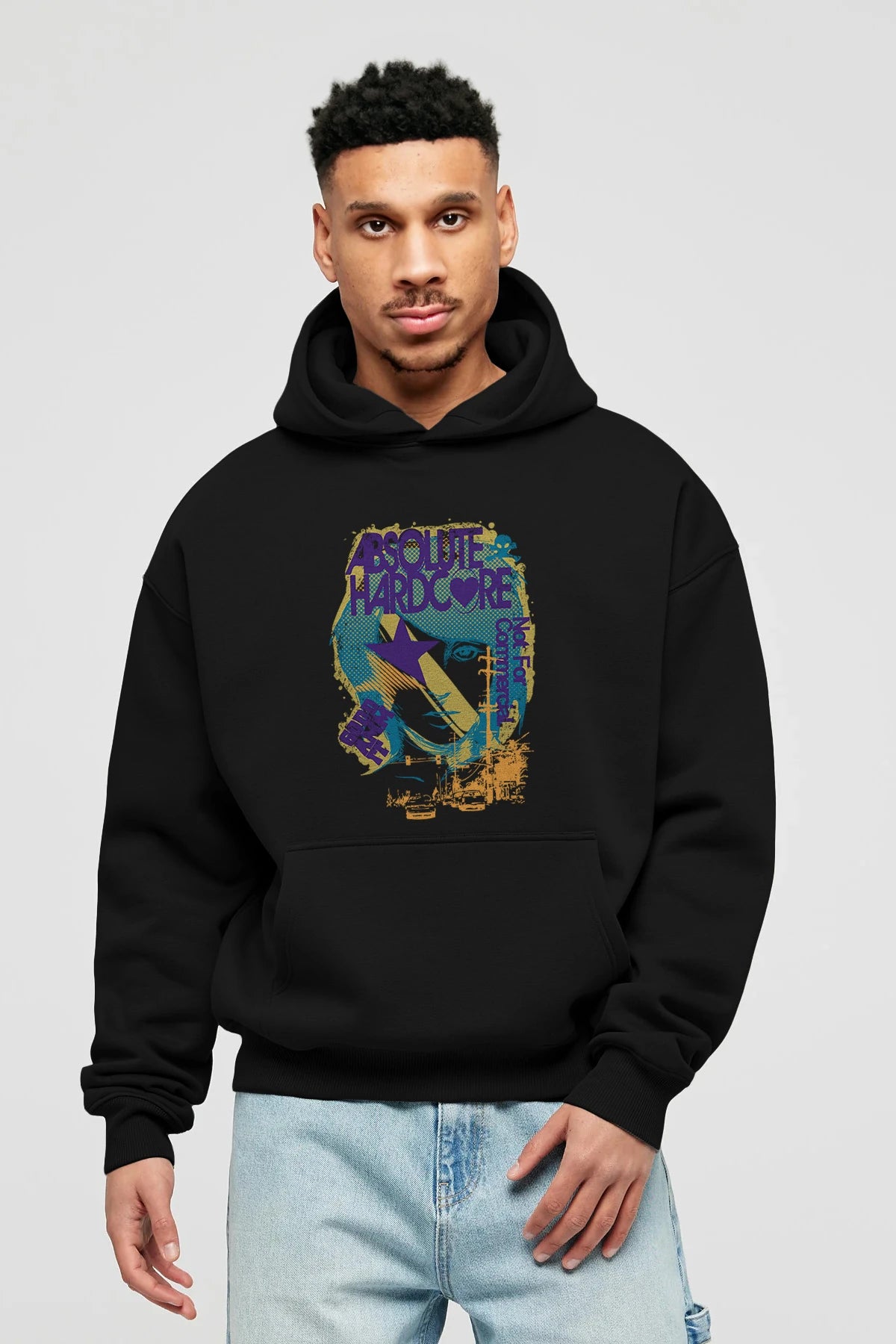 Absolute Hardcore Ön Baskılı Hoodie Oversize Kapüşonlu Sweatshirt Erkek Kadın Unisex