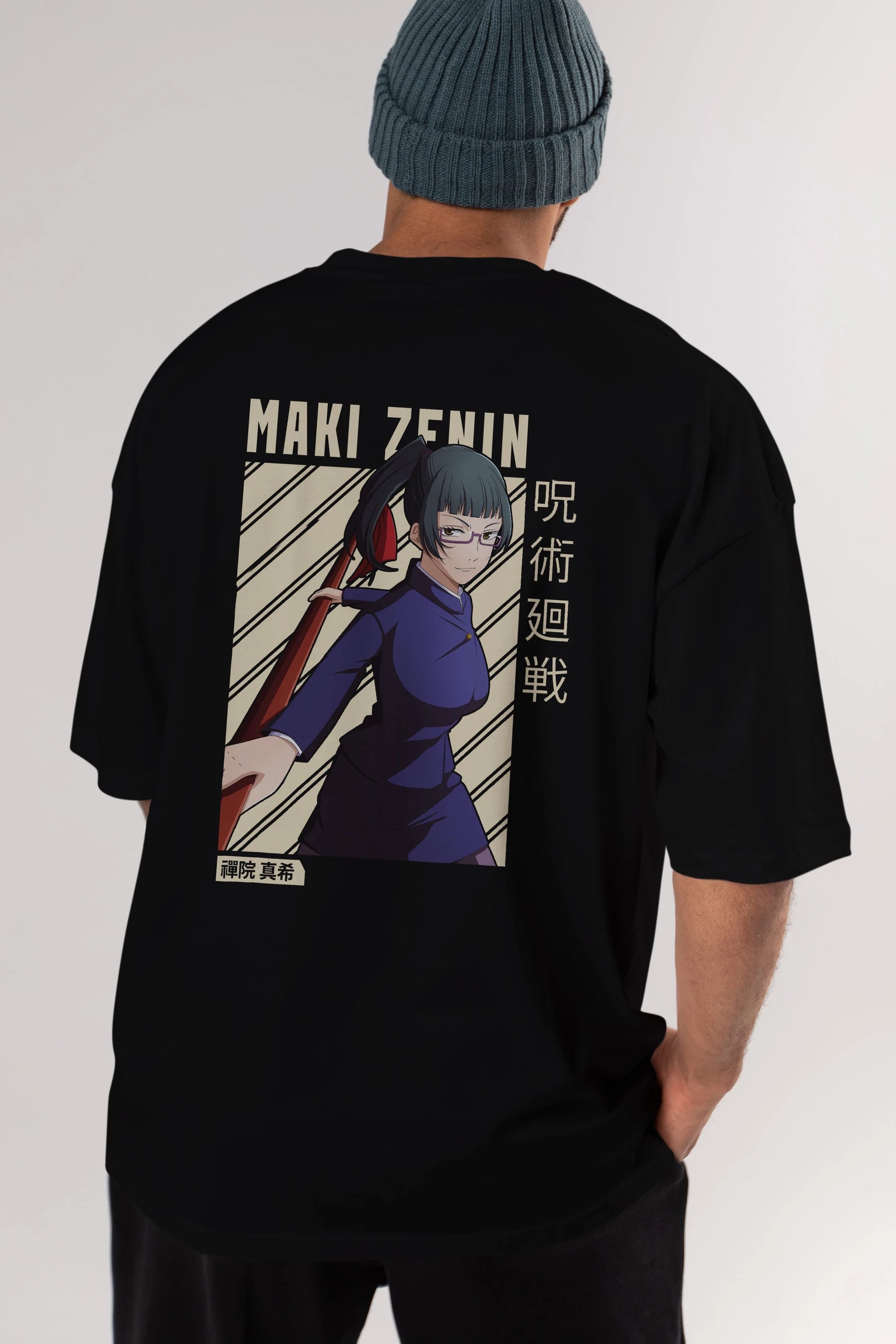 Maki Zenin CHAİNSAWMAN Anime Arka Baskılı Oversize t-shirt Erkek Kadın Unisex