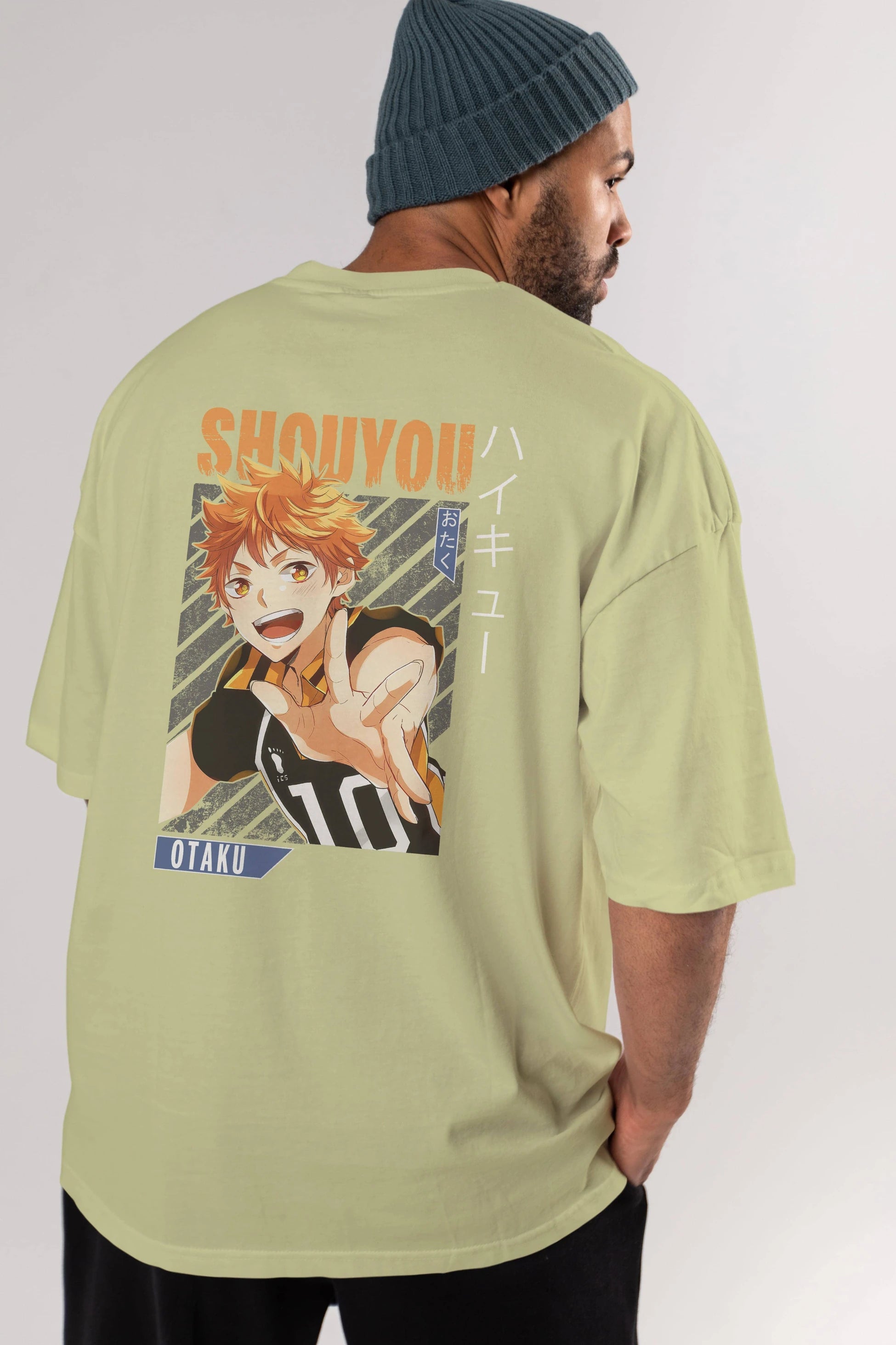 Shouyou Hinata 9 Anime Arka Baskılı Oversize t-shirt Erkek Kadın Unisex
