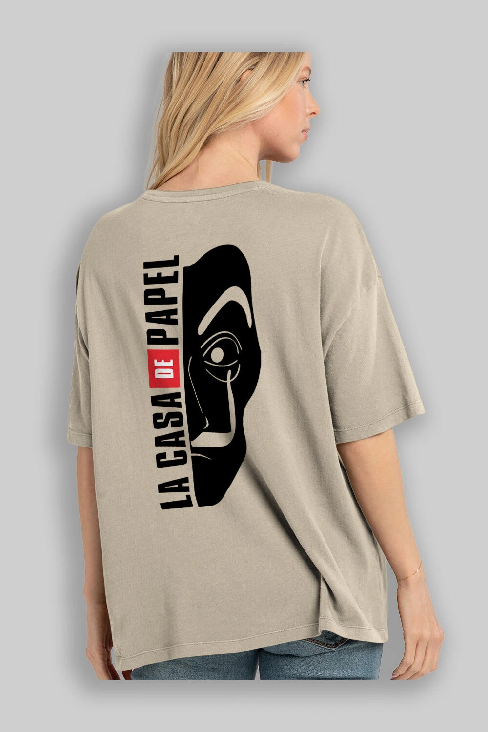 La Casa De Papel (3) Arka Baskılı Oversize t-shirt Erkek Kadın Unisex %100 Pamuk Bisiklet Yaka tişort