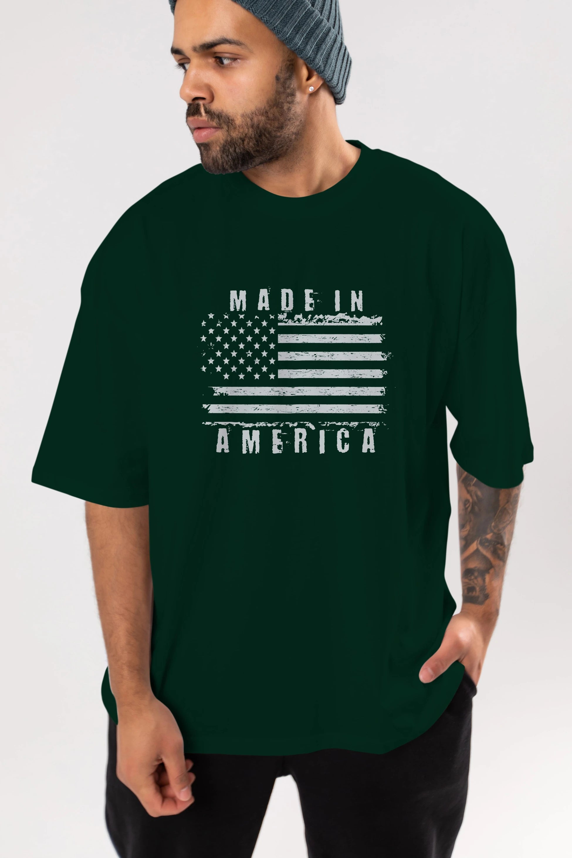 Made in America Ön Baskılı Oversize t-shirt Erkek Kadın Unisex