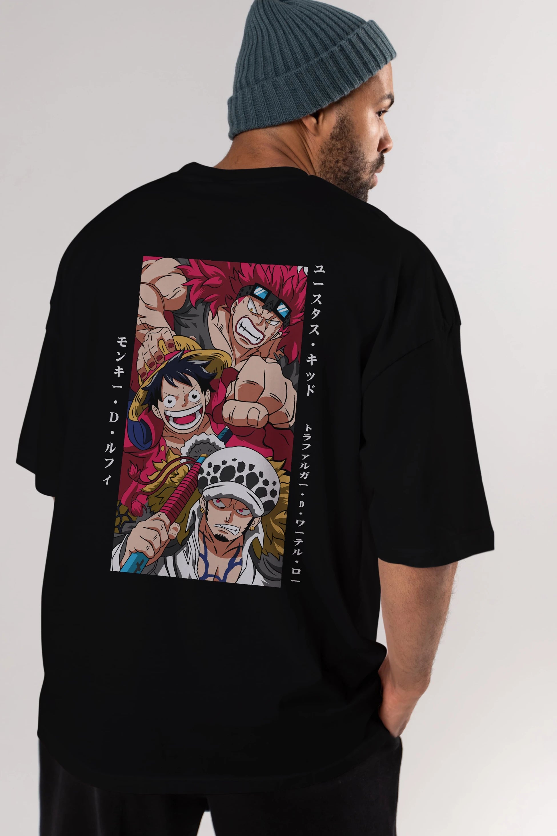 SUPER NOVAS one piece Anime Arka Baskılı Oversize t-shirt Erkek Kadın Unisex