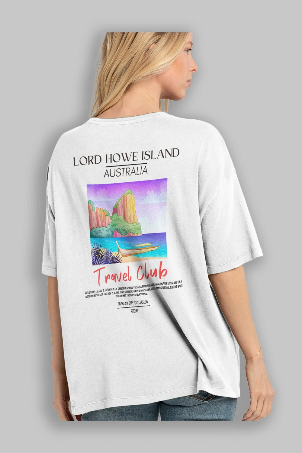 Lord Howe İsland Australia Arka Baskılı Oversize t-shirt Erkek Kadın Pamuk Bisiklet Yaka tişort