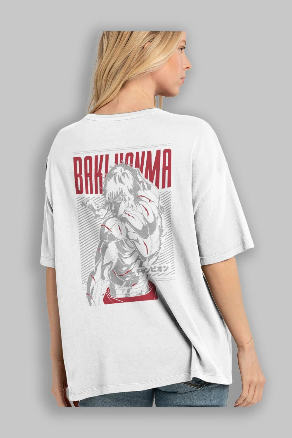 BAKI HANMA Anime Arka Baskılı Oversize t-shirt Erkek Kadın Unisex