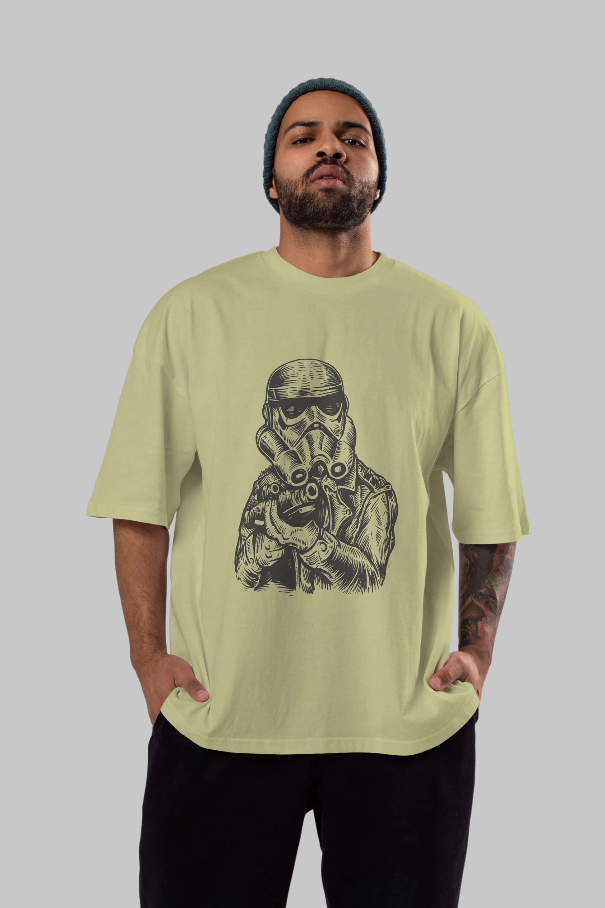 Punktrooper Ön Baskılı Oversize t-shirt Erkek Kadın Unisex %100 Pamuk tişort