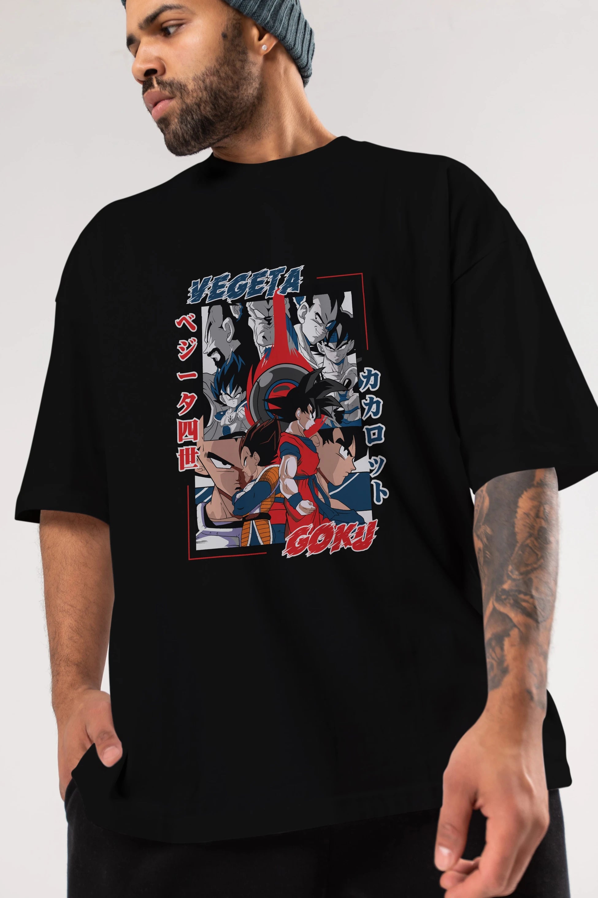 VEGETA VS GOKU Anime Ön Baskılı Oversize t-shirt %100 pamuk Erkek Kadın Unisex