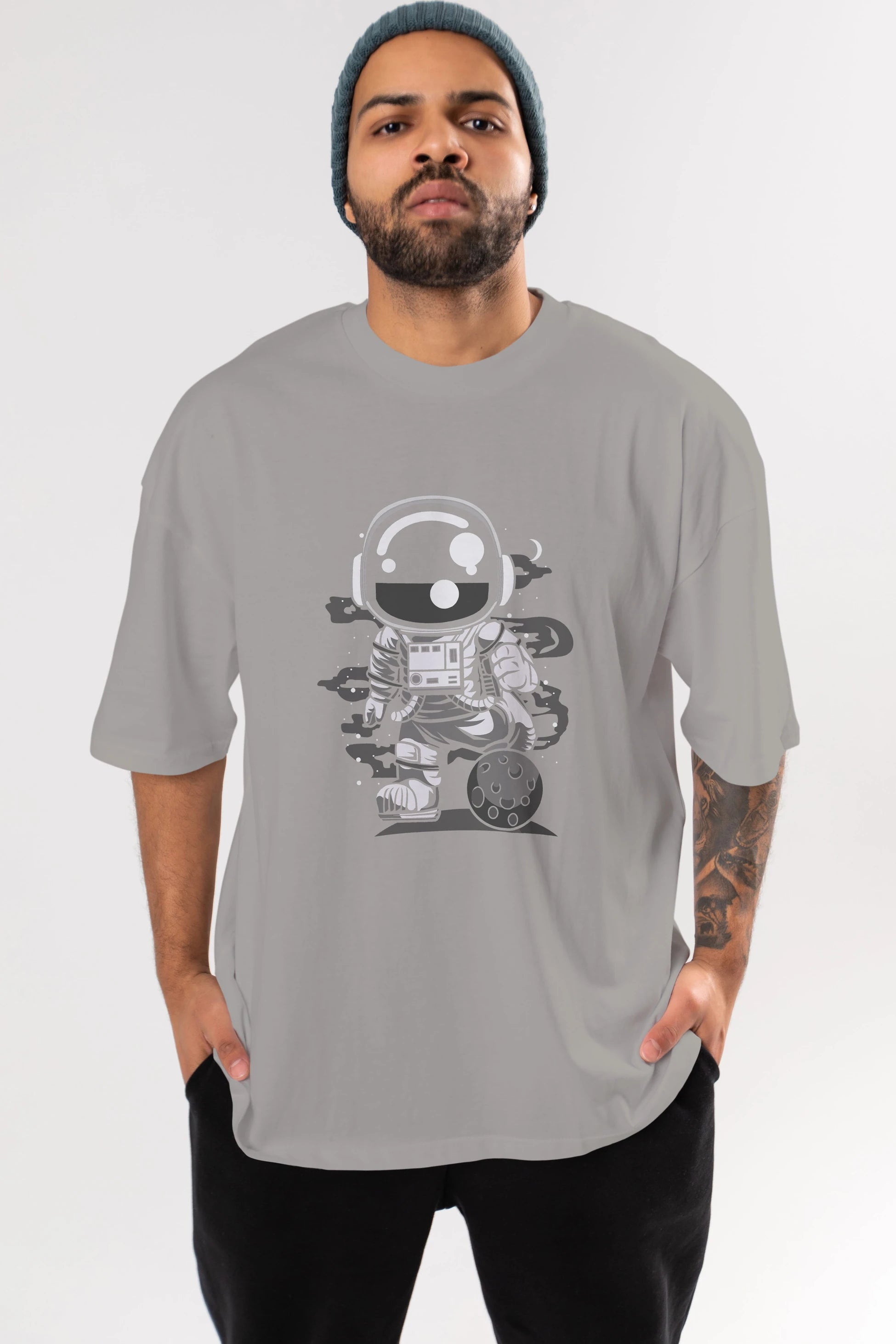Astronaut Soccer Ön Baskılı Oversize t-shirt Erkek Kadın Unisex