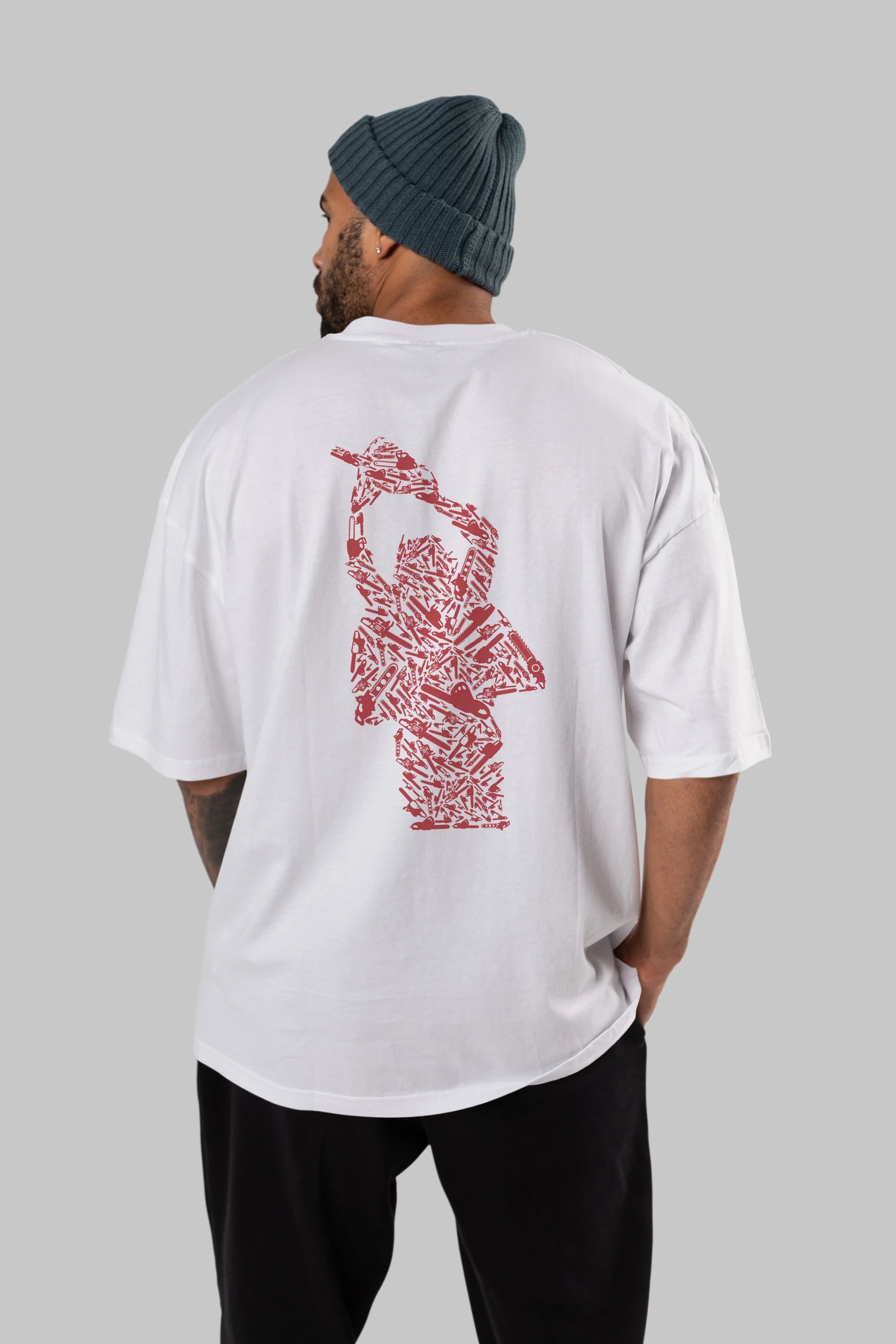 Chainsaw Arka Baskılı Oversize t-shirt %100 pamuk Erkek Kadın Unisex