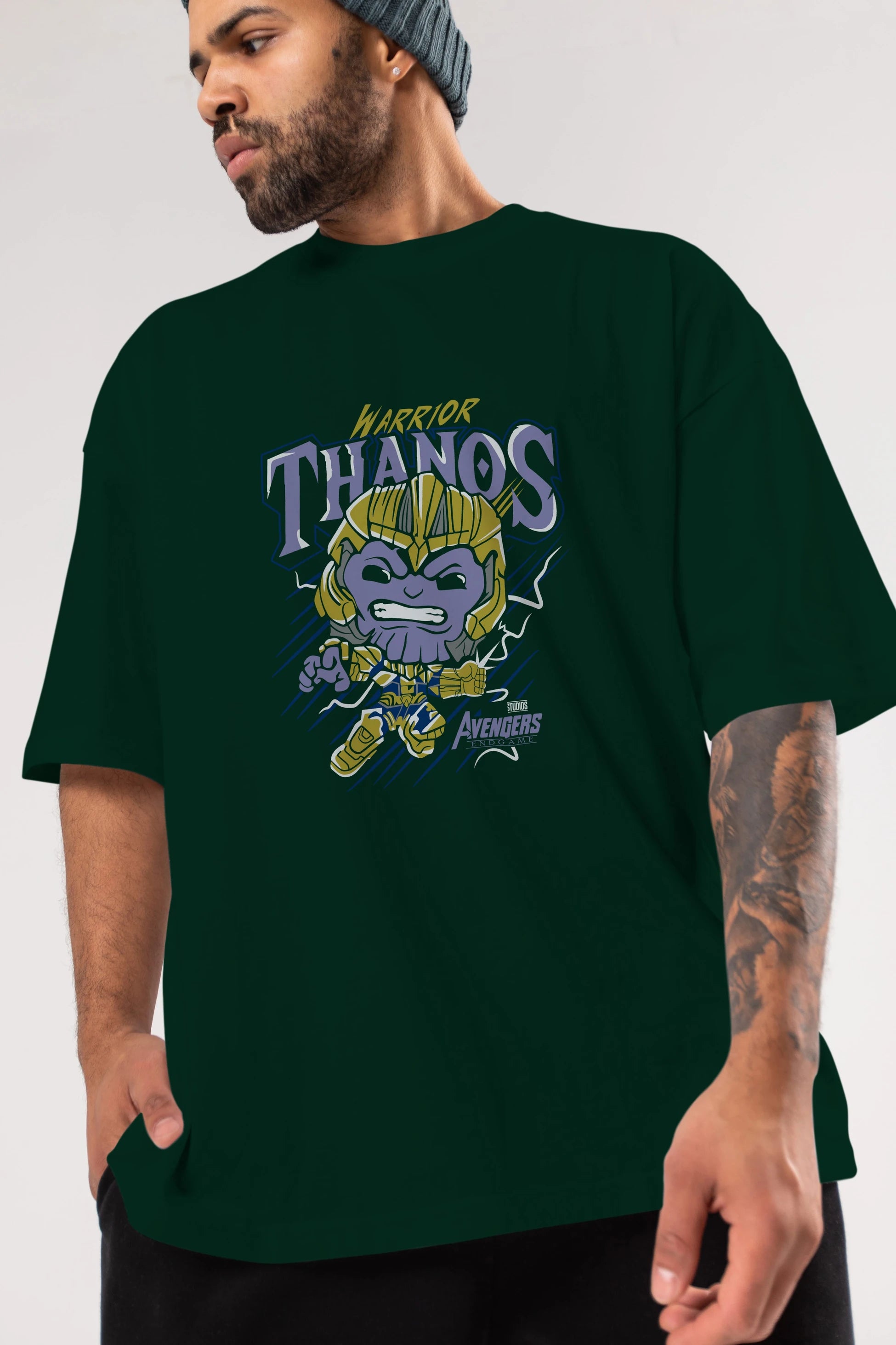 Thanos (2) Ön Baskılı Oversize t-shirt Erkek Kadın Unisex %100 Pamuk Bisiklet Yaka tişort