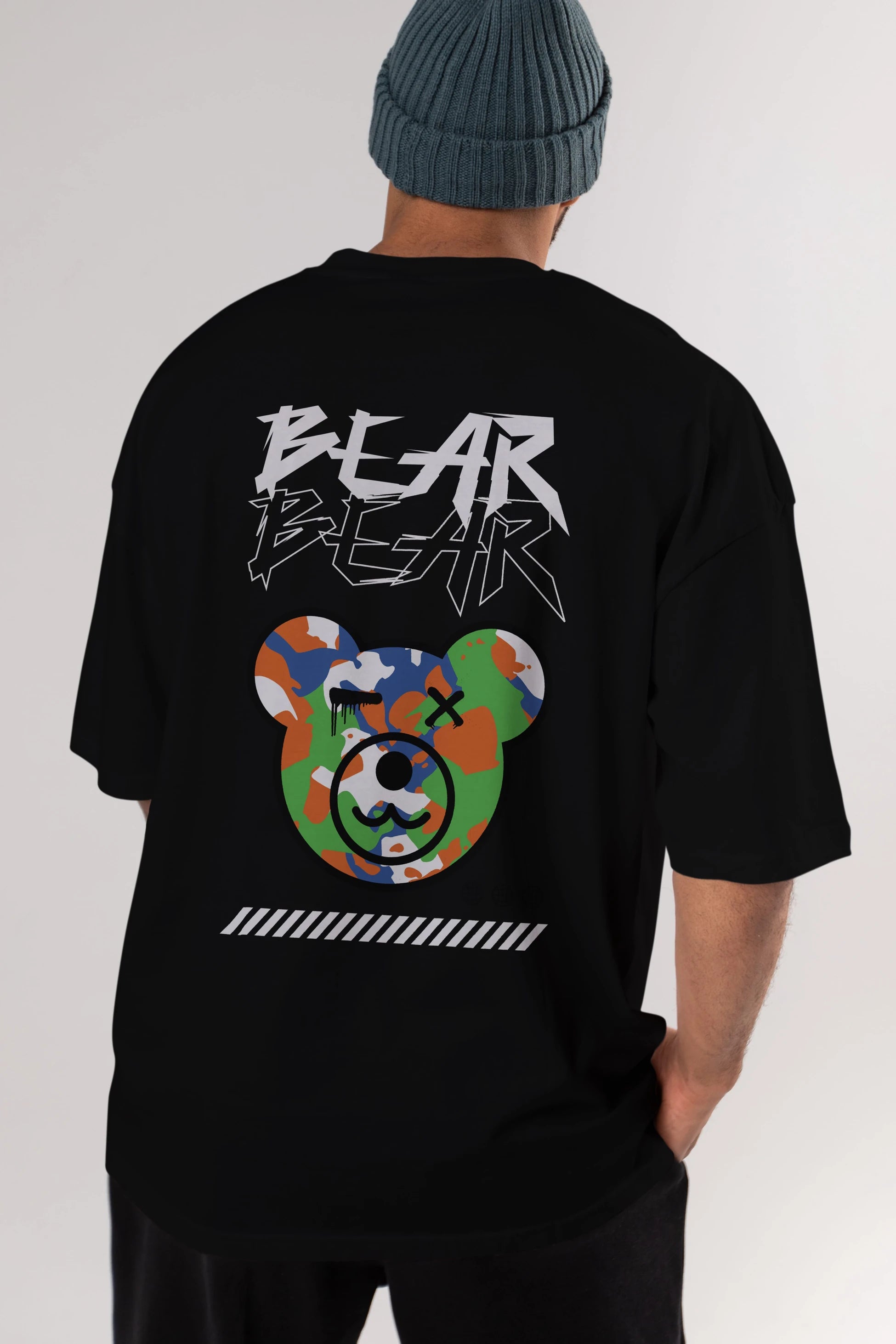 Bear Bear Arka Baskılı Oversize t-shirt Erkek Kadın Unisex