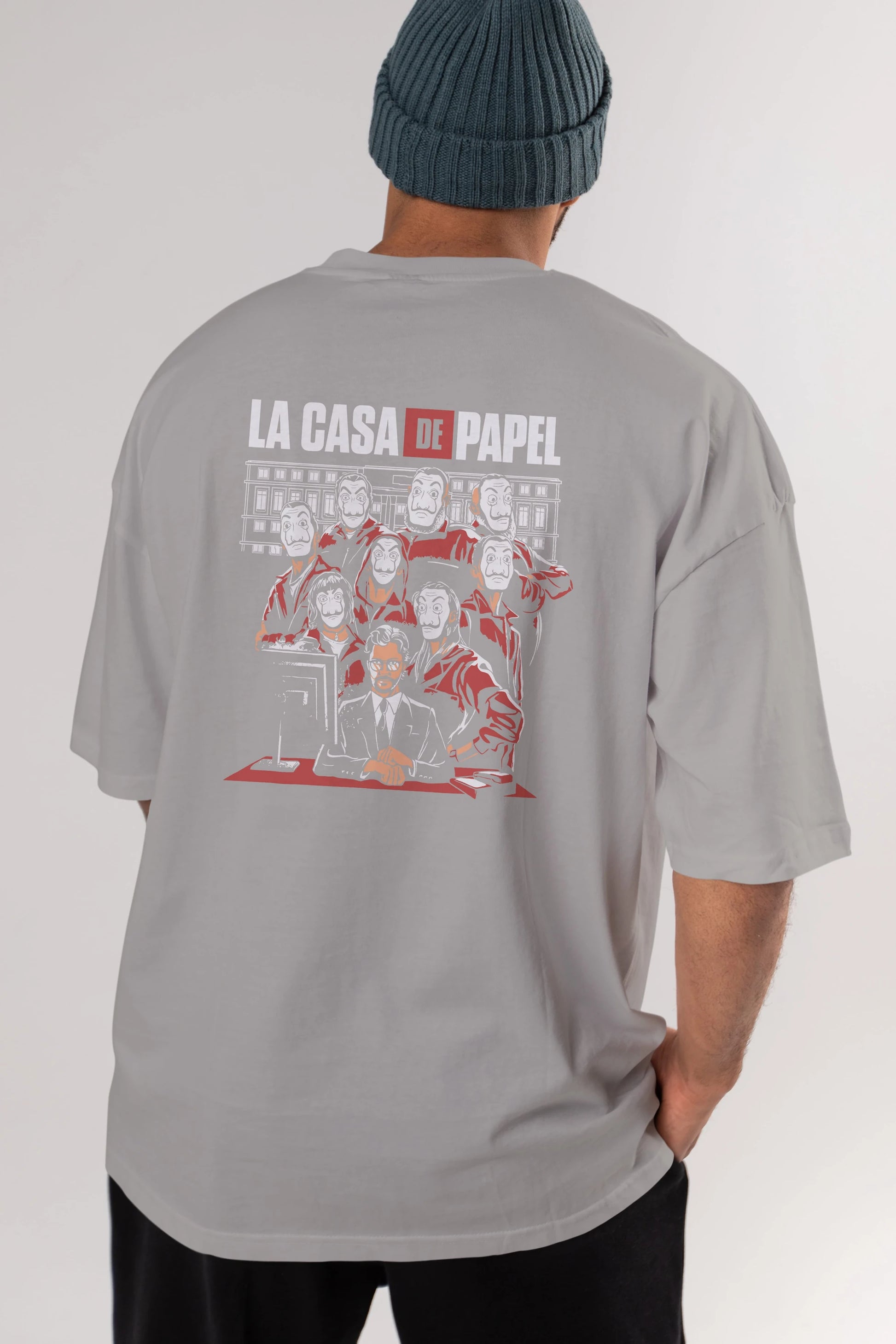 La Casa De Papel (5) Arka Baskılı Oversize t-shirt Erkek Kadın Unisex %100 Pamuk Bisiklet Yaka tişort