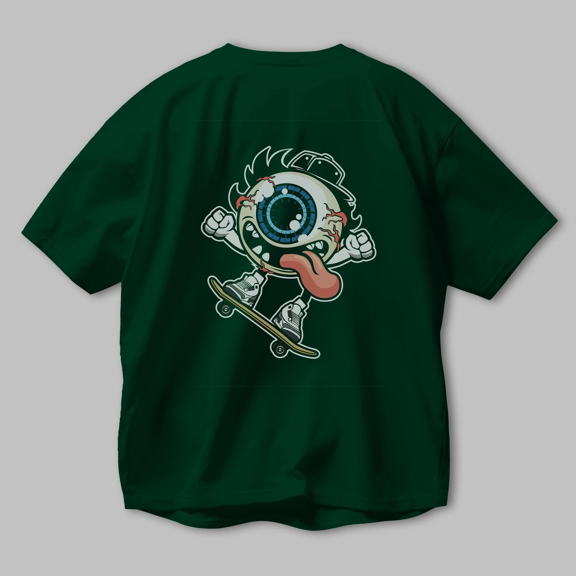 Eye Ball Skater Arka Baskılı Oversize t-shirt Erkek Kadın Unisex %100 Pamuk tişort