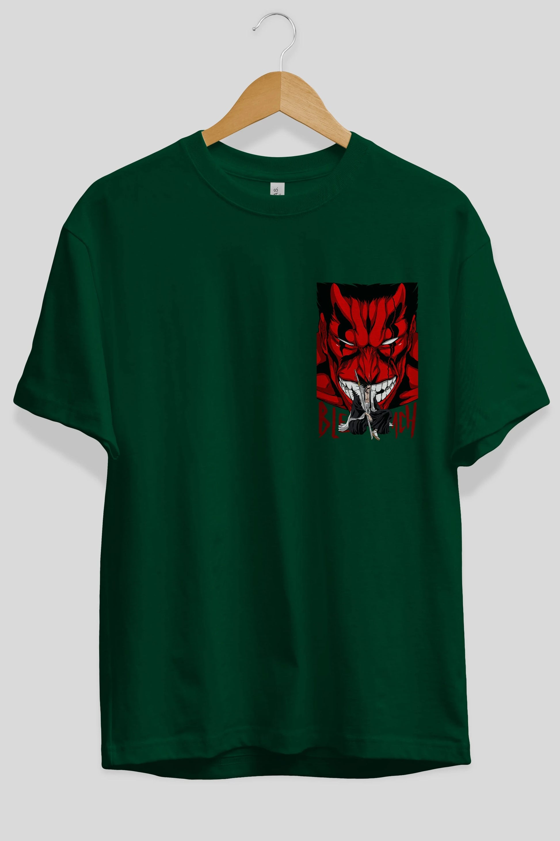 KENPACHI ZARAKI BLEACH Ön Sol Baskılı Oversize t-shirt Erkek Kadın Unisex %100 Pamuk Bisiklet Yaka tişort