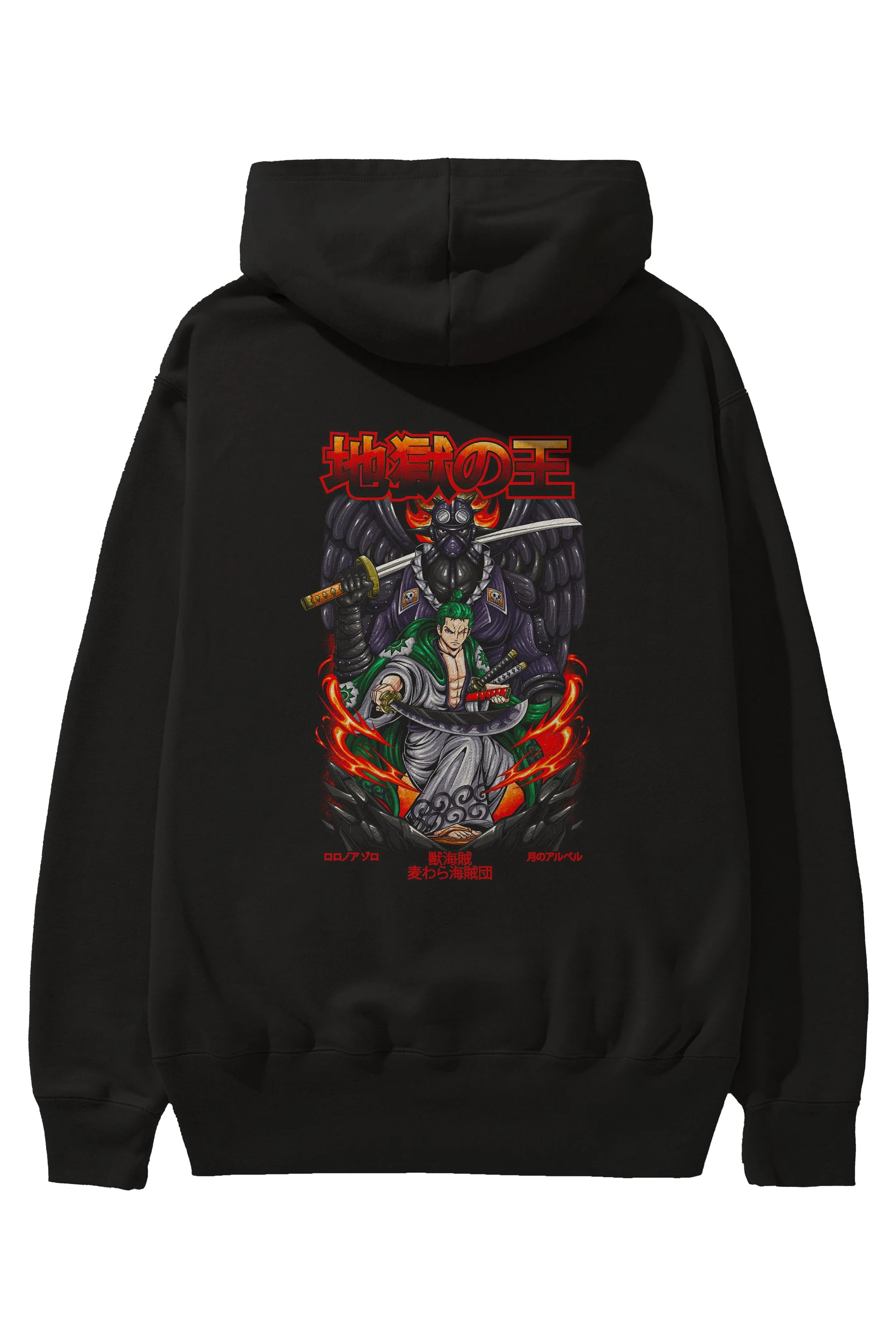 Roronoa Zoro 4 Anime Arka Baskılı Hoodie Oversize Kapüşonlu Sweatshirt Erkek Kadın Unisex