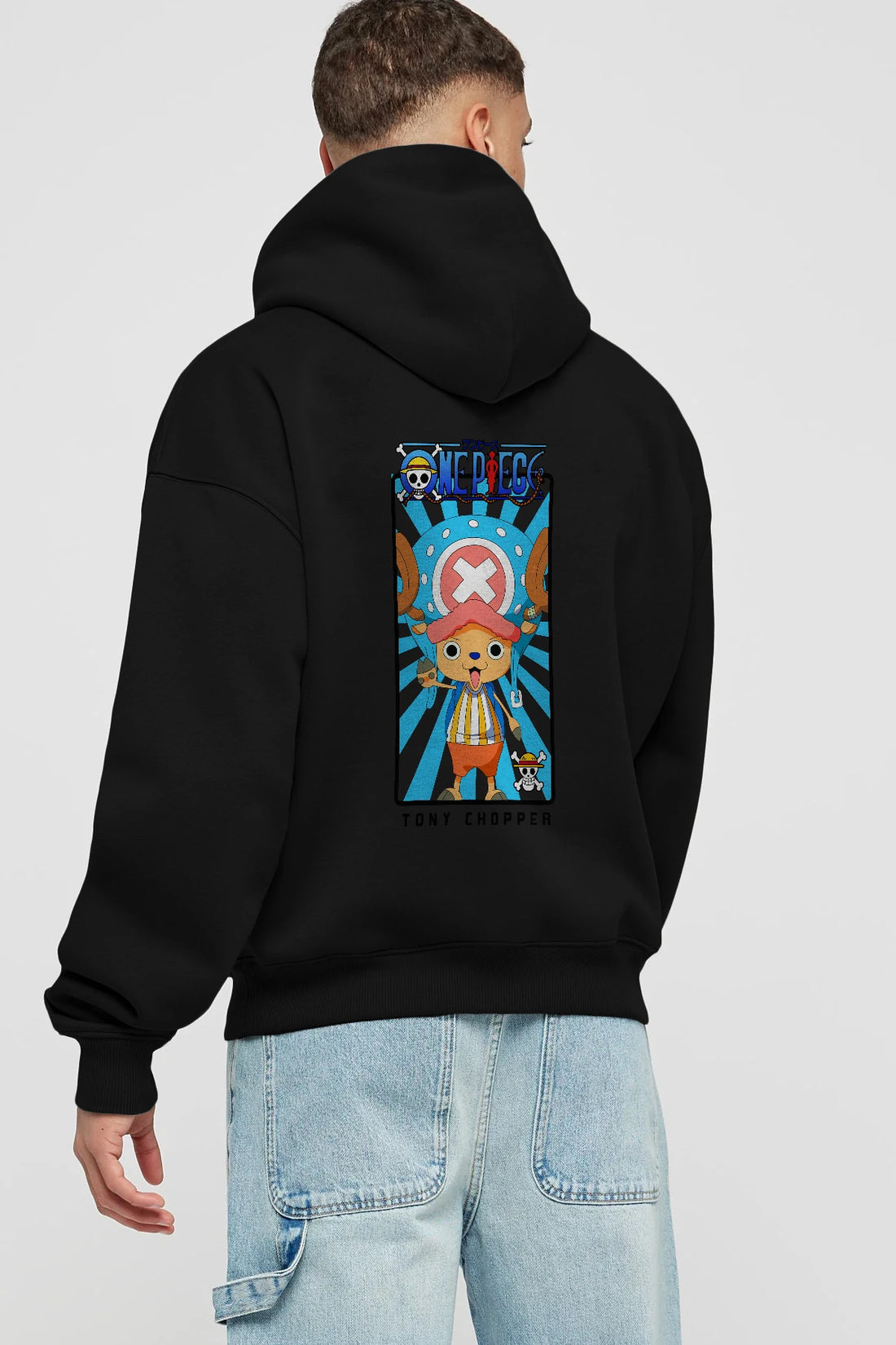 Chopper Anime Arka Baskılı Hoodie Oversize Kapüşonlu Sweatshirt Erkek Kadın Unisex