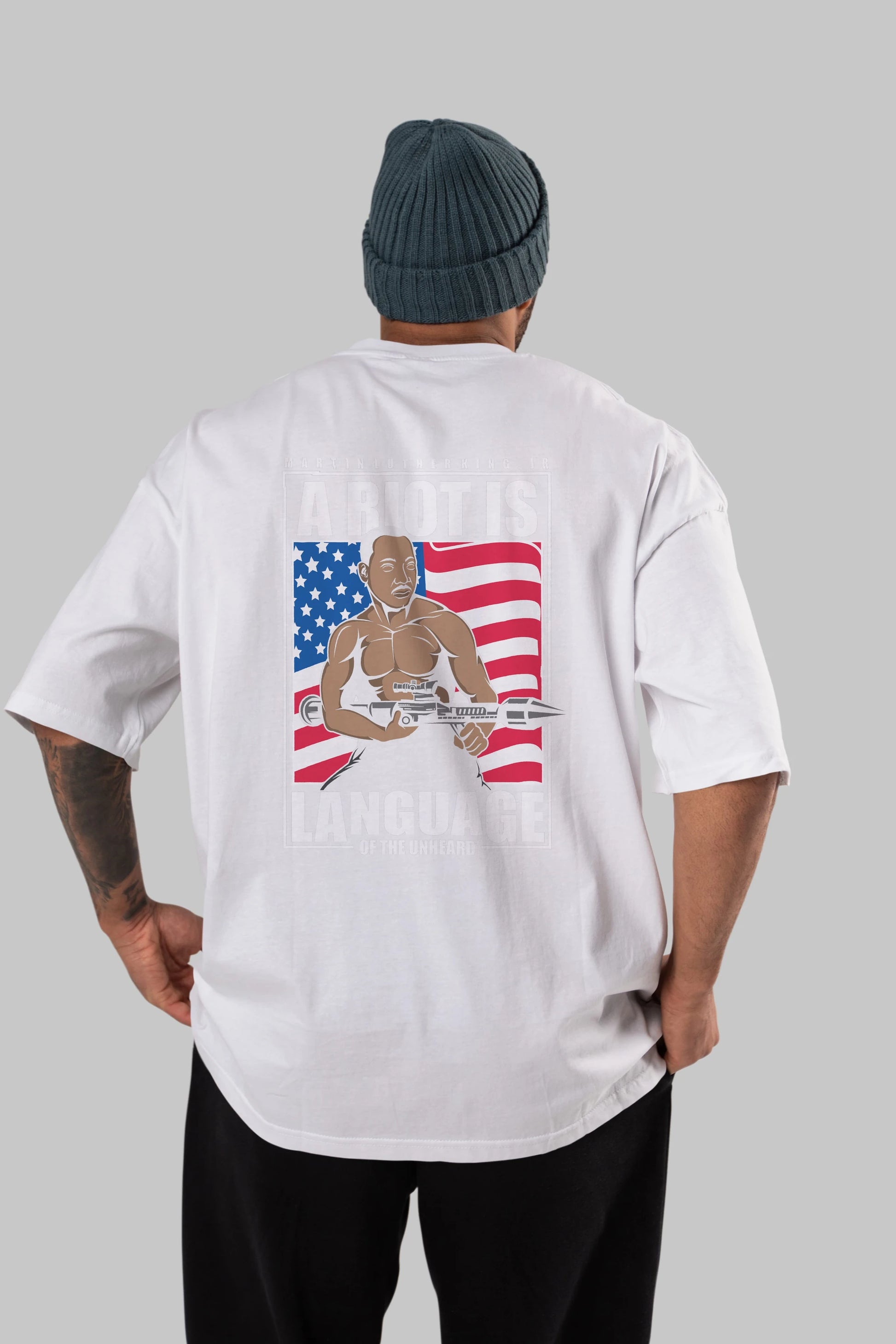 Luther King Jr Rambo Arka Baskılı Oversize t-shirt Erkek Kadın Unisex %100 Pamuk tişort