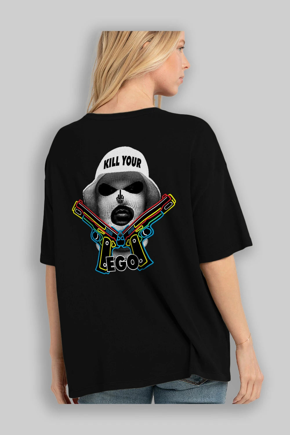 Kill Your Ego Arka Baskılı Oversize t-shirt Erkek Kadın Unisex