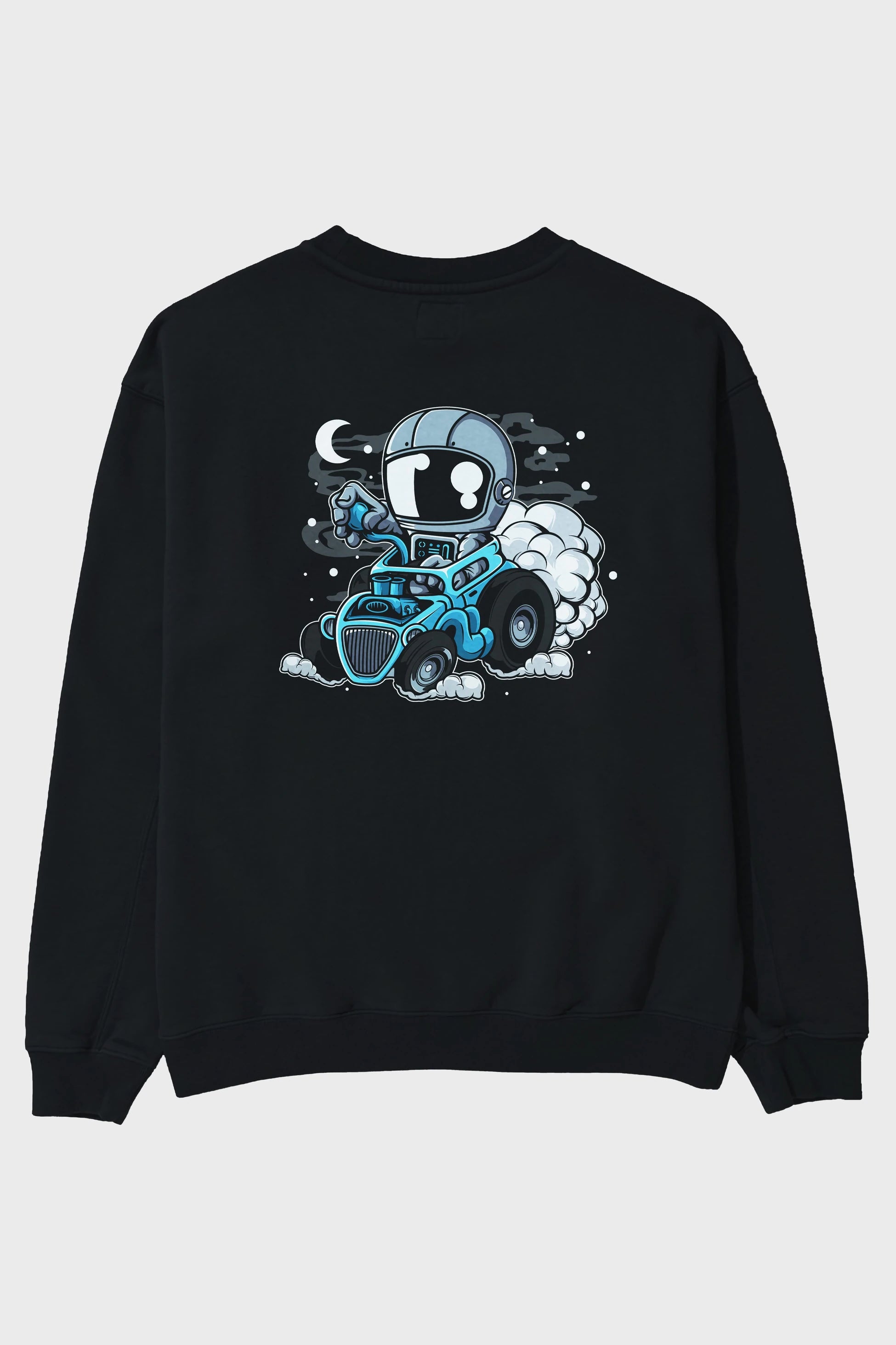 Astronaut Hotrod Arka Baskılı Oversize Sweatshirt Erkek Kadın Unisex