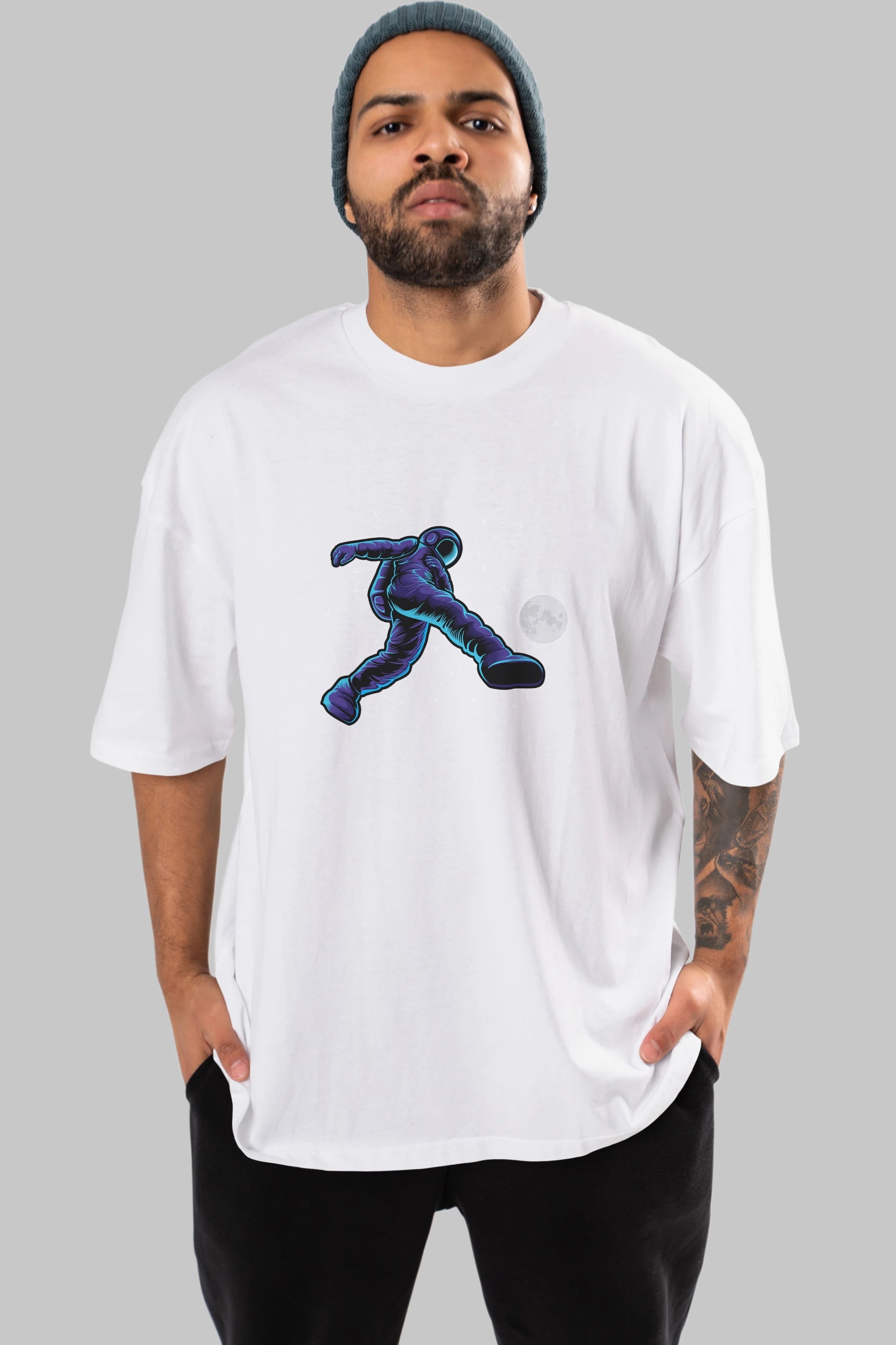 Astroball in Space Ön Baskılı Oversize t-shirt Erkek Kadın Unisex