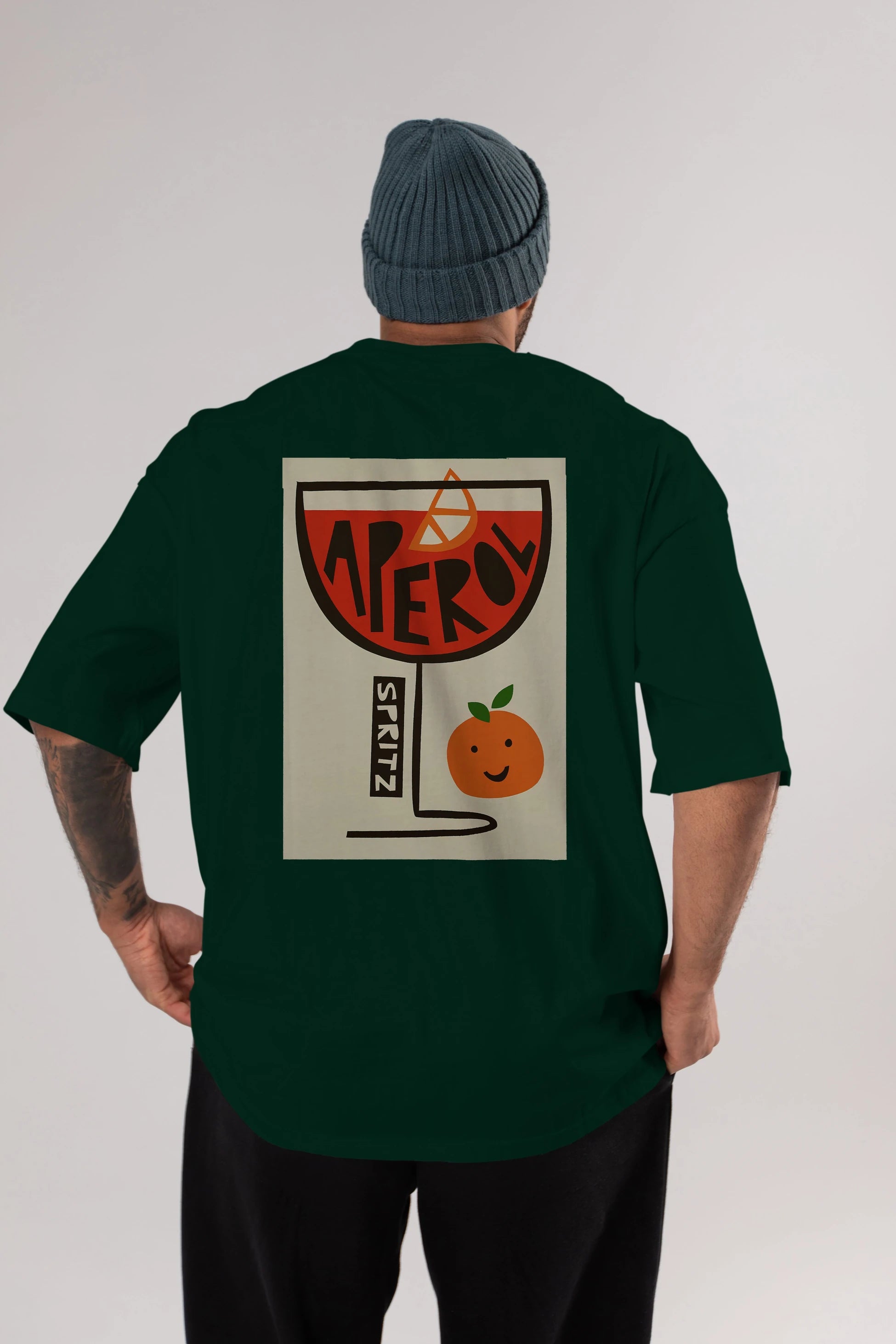 Aperol Spritz 9 Arka Baskılı Oversize t-shirt Erkek Kadın Unisex %100 Pamuk Bisiklet Yaka tişort
