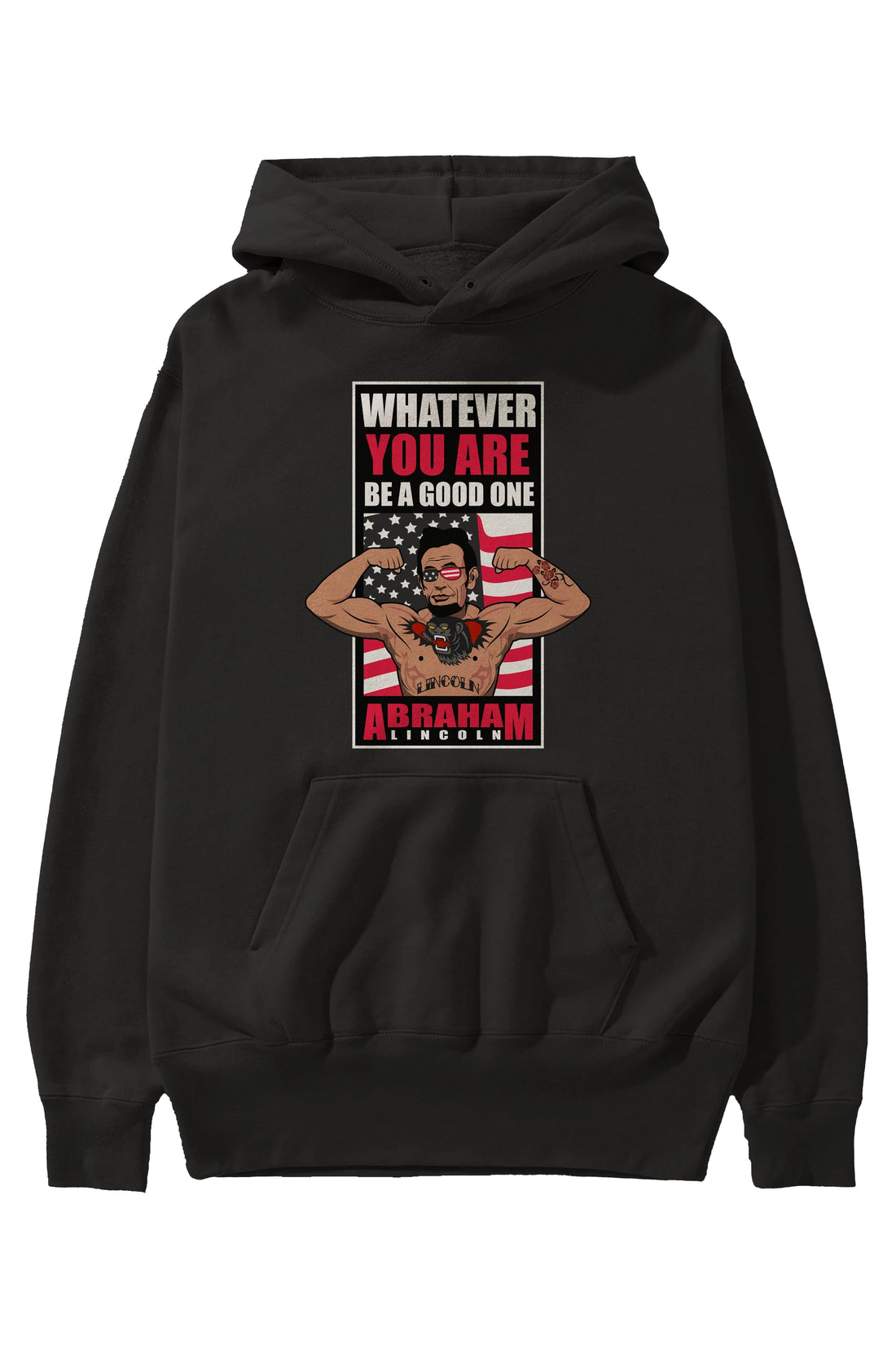 Lincoln Fighter Ön Baskılı Hoodie Oversize Kapüşonlu Sweatshirt Erkek Kadın Unisex