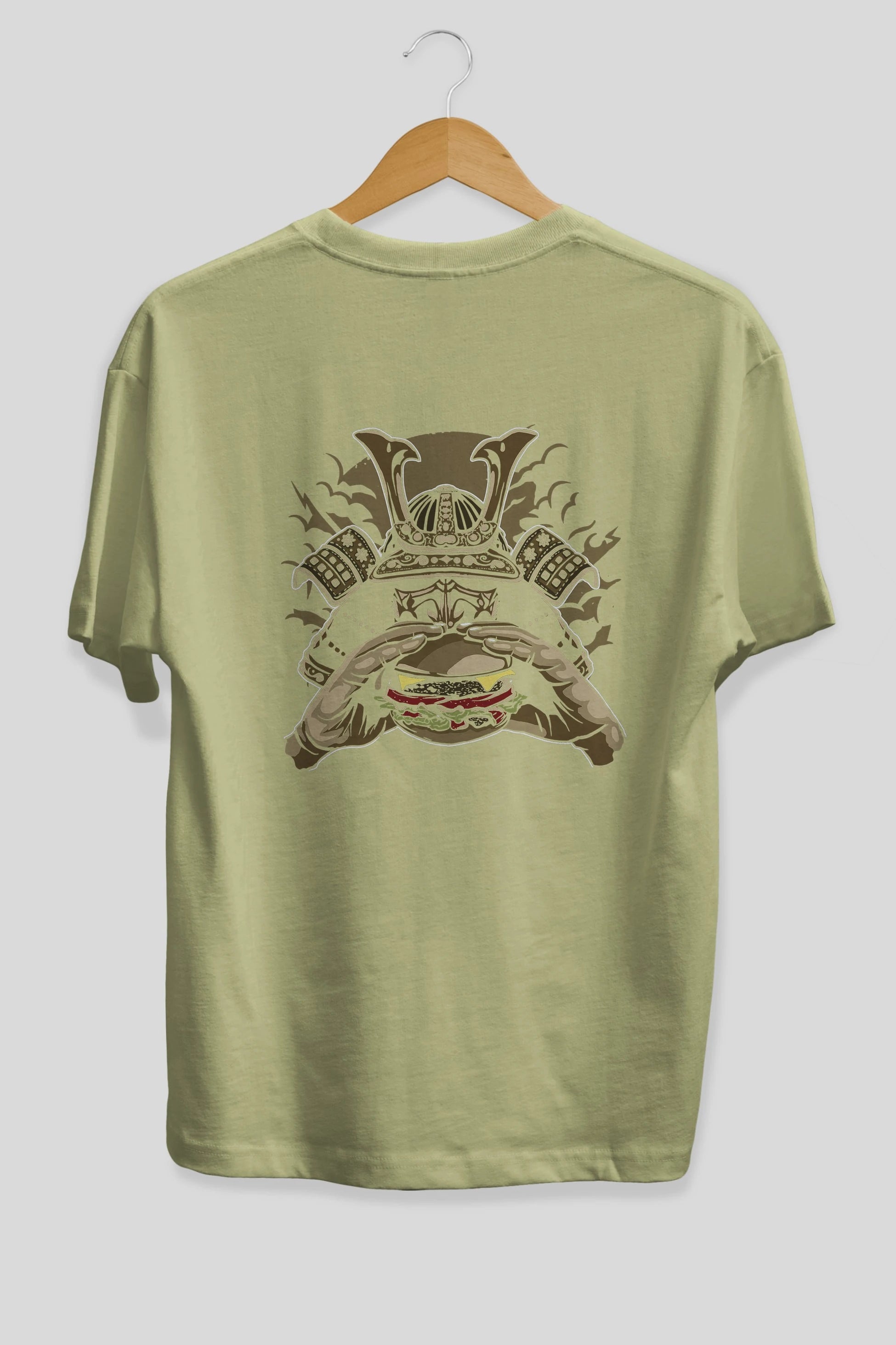 Samurai Burger Arka Baskılı Oversize t-shirt Erkek Kadın Unisex %100 Pamuk