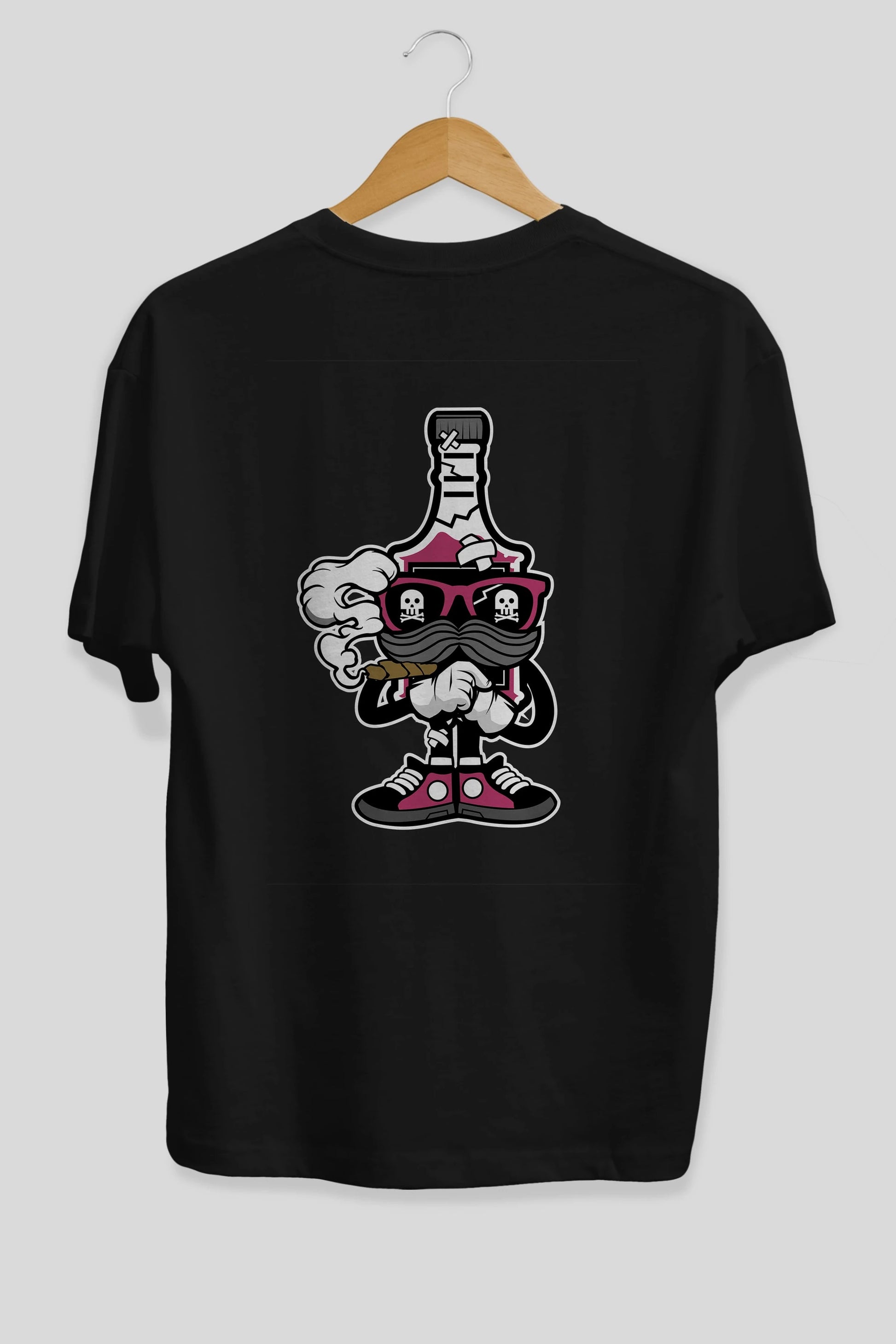 Vodka Bottle Arka Baskılı Oversize t-shirt Erkek Kadın Unisex %100 Pamuk tişort