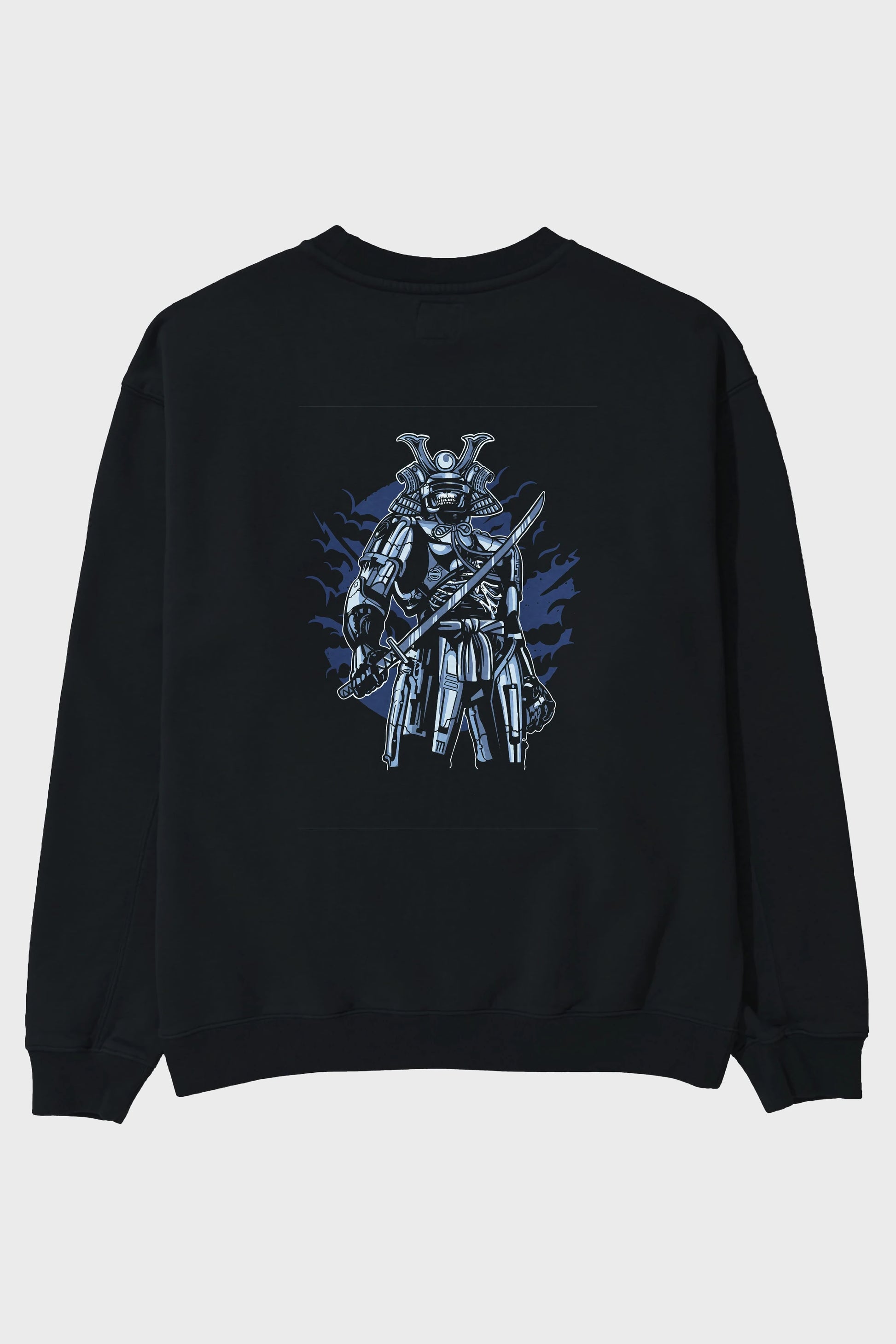 Samurai Robot Skull Arka Baskılı Oversize Sweatshirt Erkek Kadın Unisex