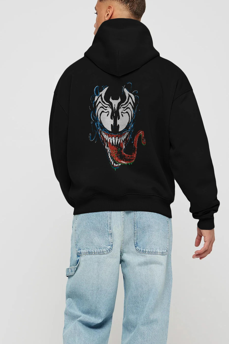 Venom (2) Arka Baskılı Hoodie Oversize Kapüşonlu Sweatshirt Erkek Kadın Unisex
