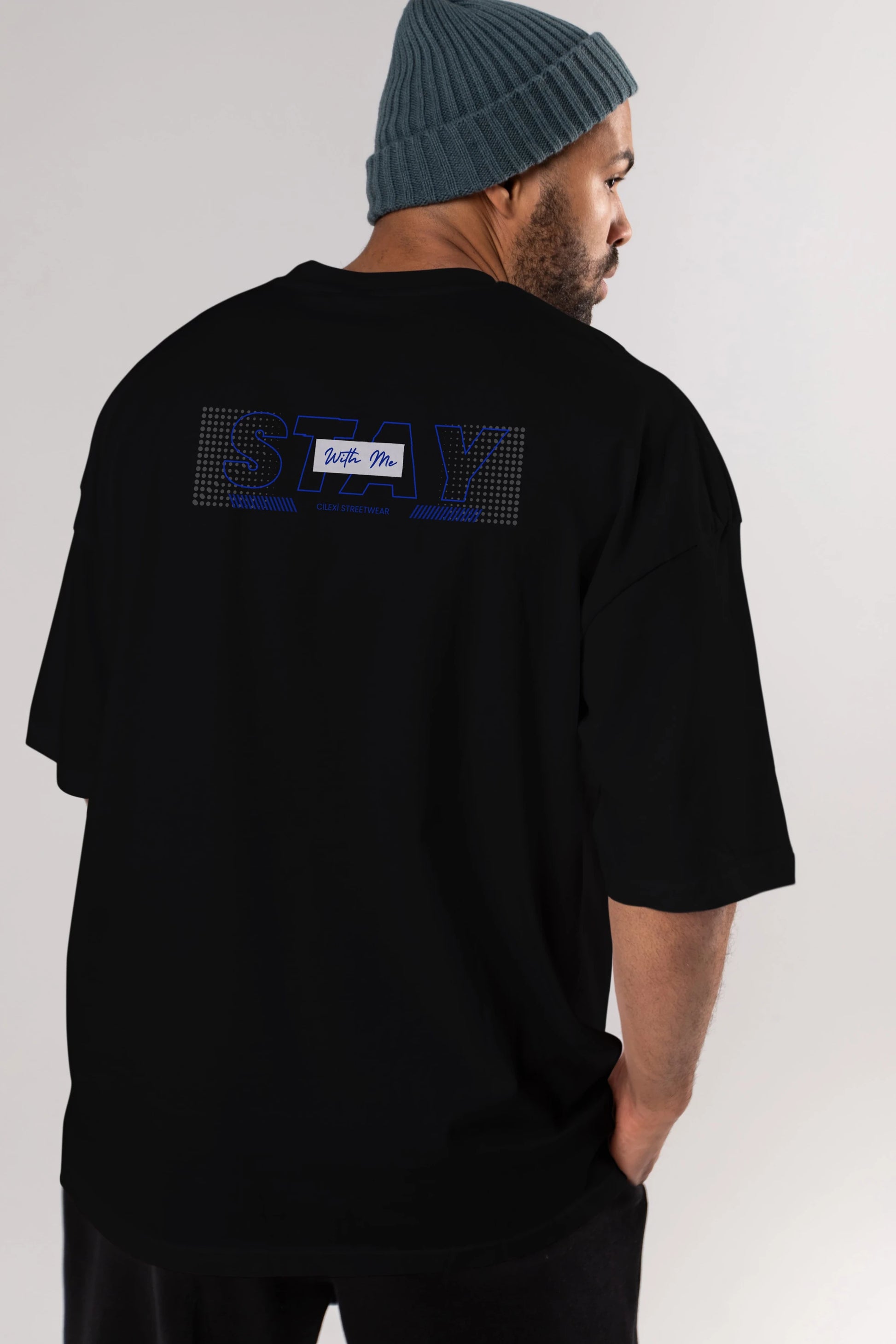 Stay with Me Yazılı Arka Baskılı Oversize t-shirt Erkek Kadın Unisex