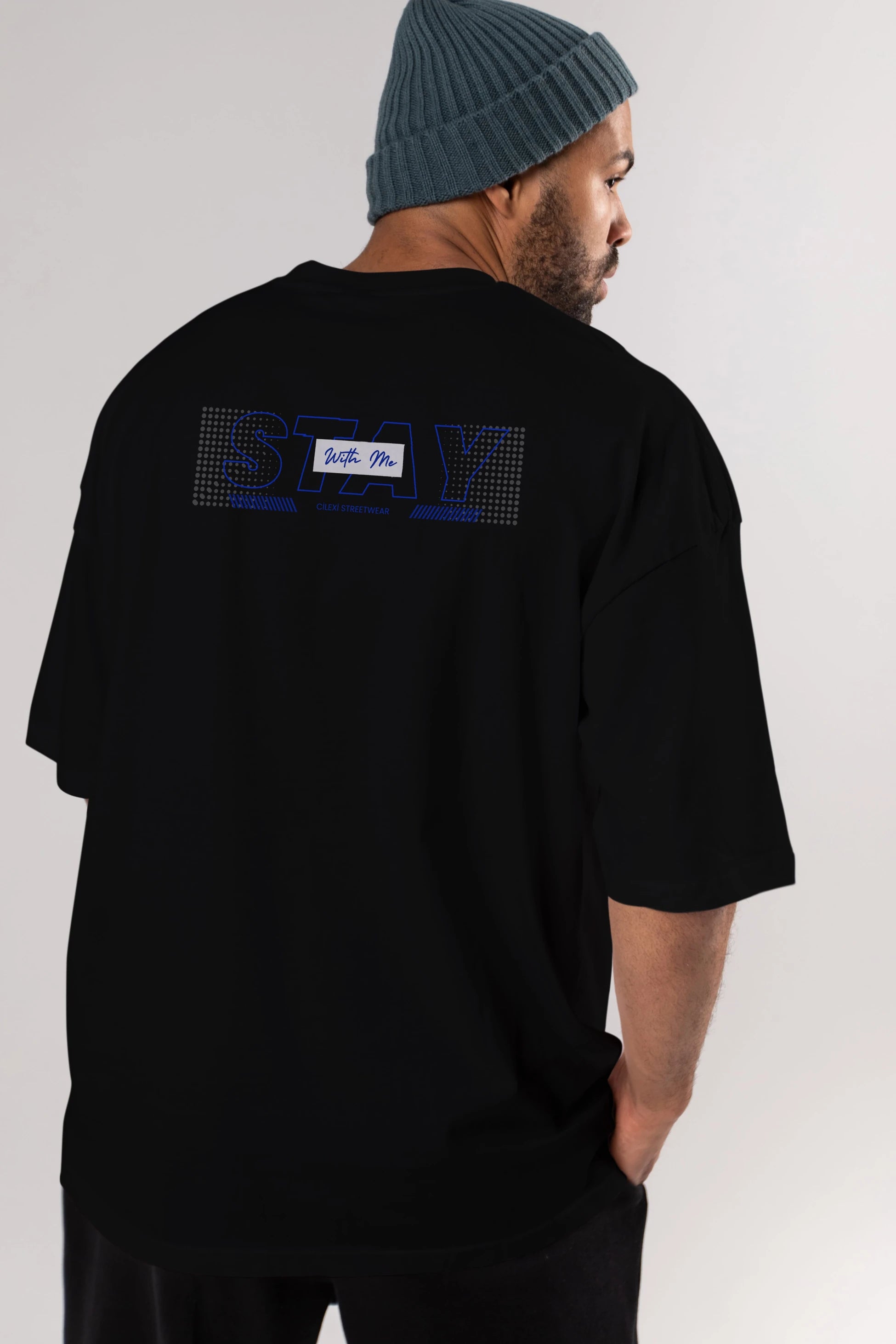 Stay with Me Yazılı Arka Baskılı Oversize t-shirt Erkek Kadın Unisex