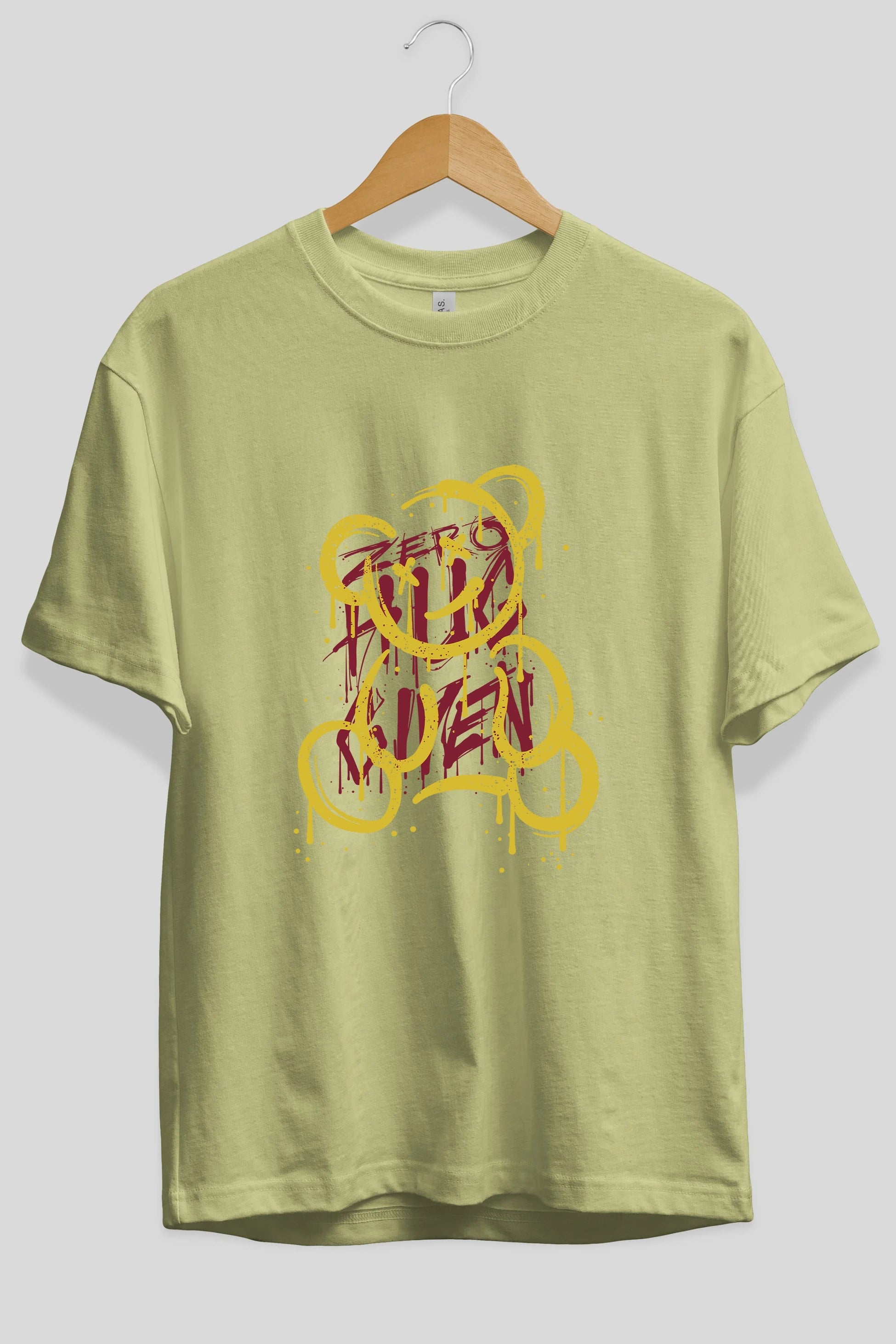 Zero Hug Bear Ön Baskılı Oversize t-shirt Erkek Kadın Unisex