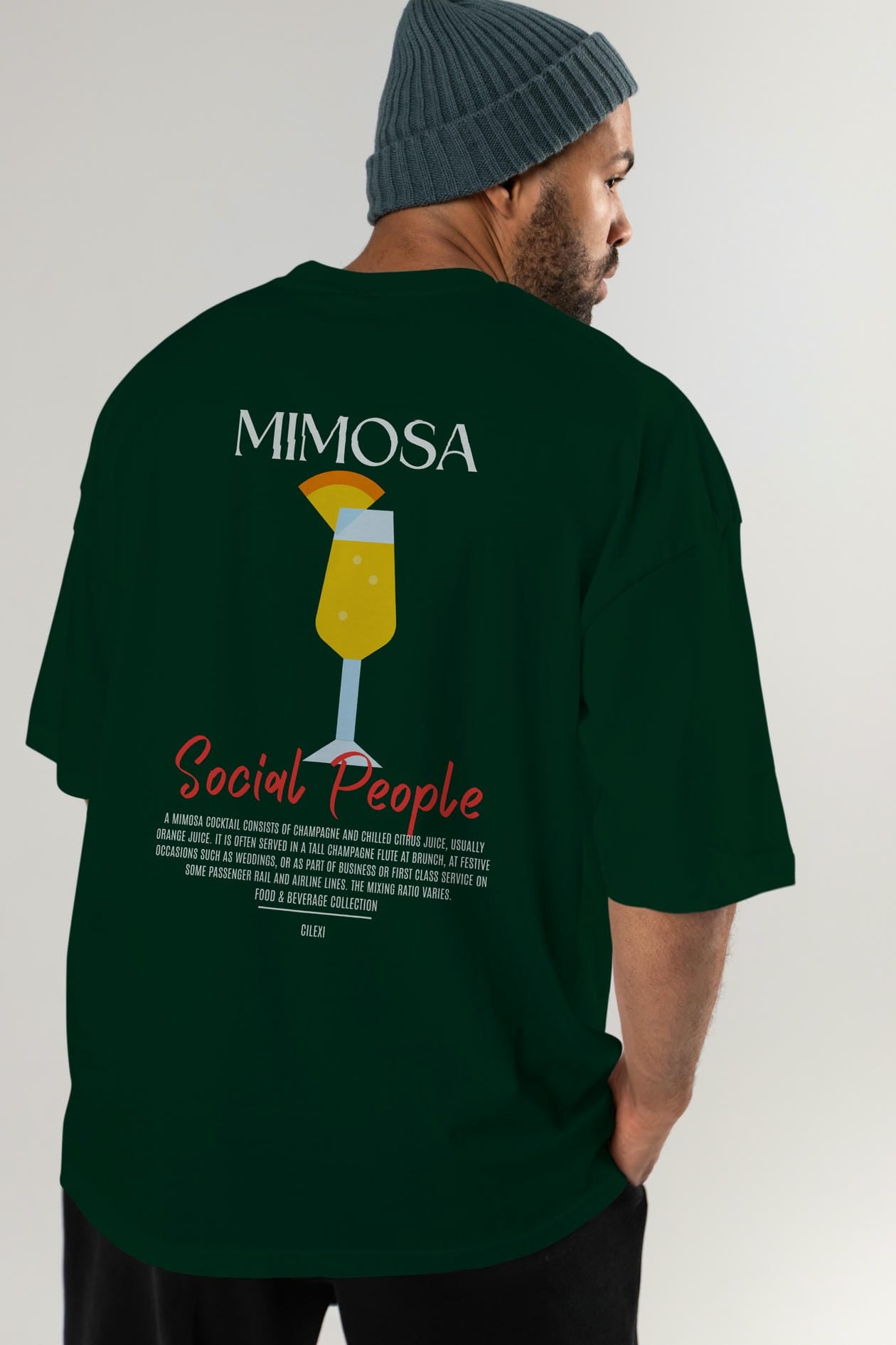 Mimosa Kokteyl Serisi Baskılı Oversize t-shirt Erkek Kadın Unisex %100 Pamuk Bisiklet Yaka tişort