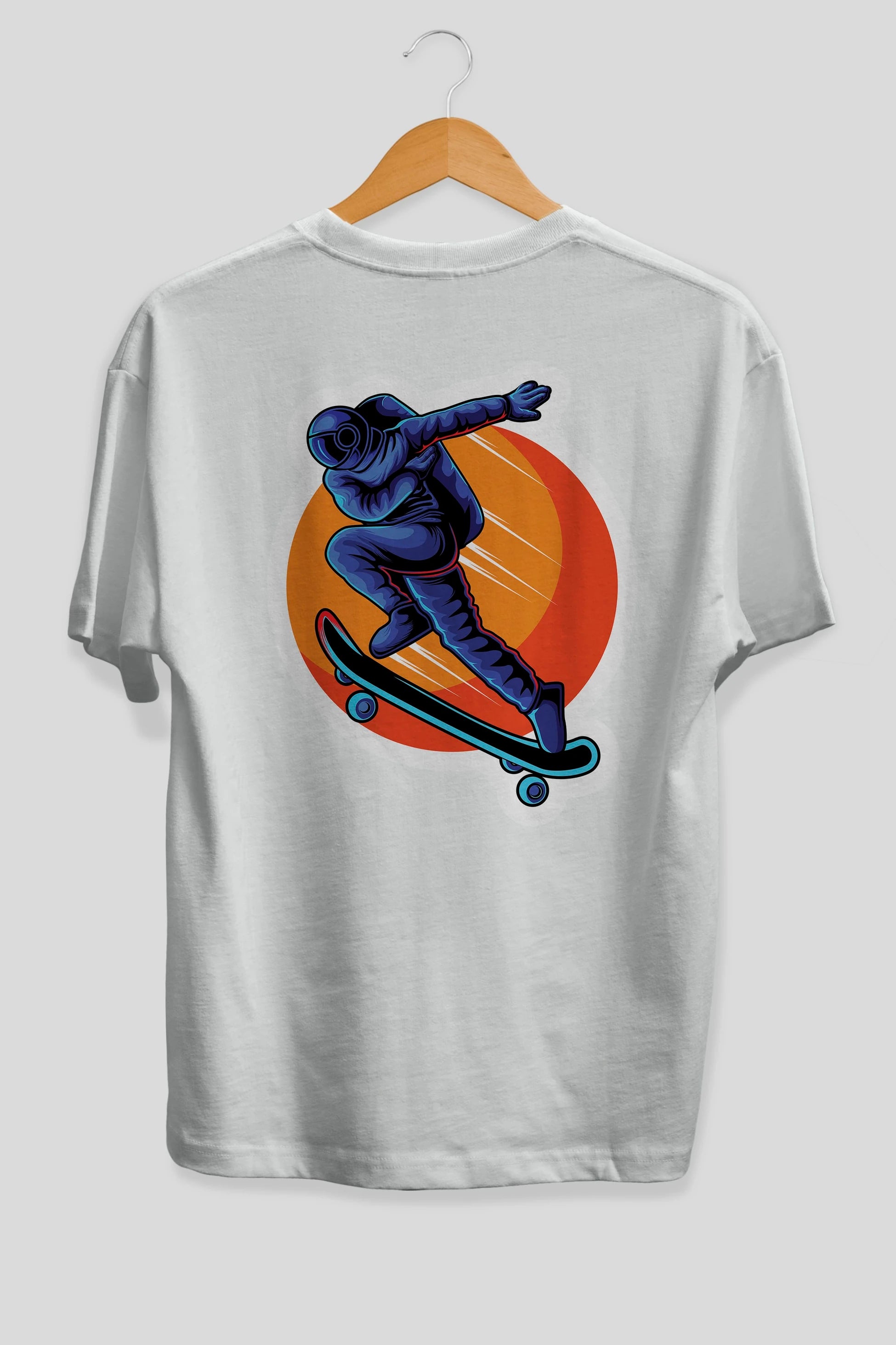Astroskate Run Sticker Arka Baskılı Oversize t-shirt Erkek Kadın Unisex